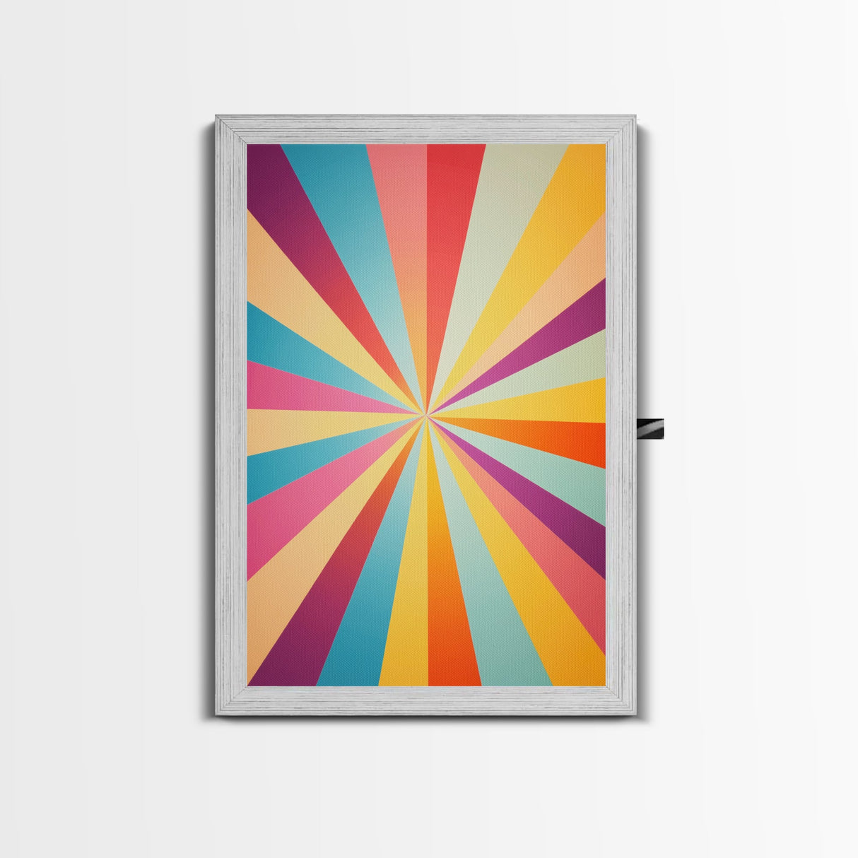 Quill Grey, Saffro Yellow, Rouge and Turquoise Mid Century Modern Wall Art, Star Burst Light Speed Tunnel, Boho Abstract Home Decor