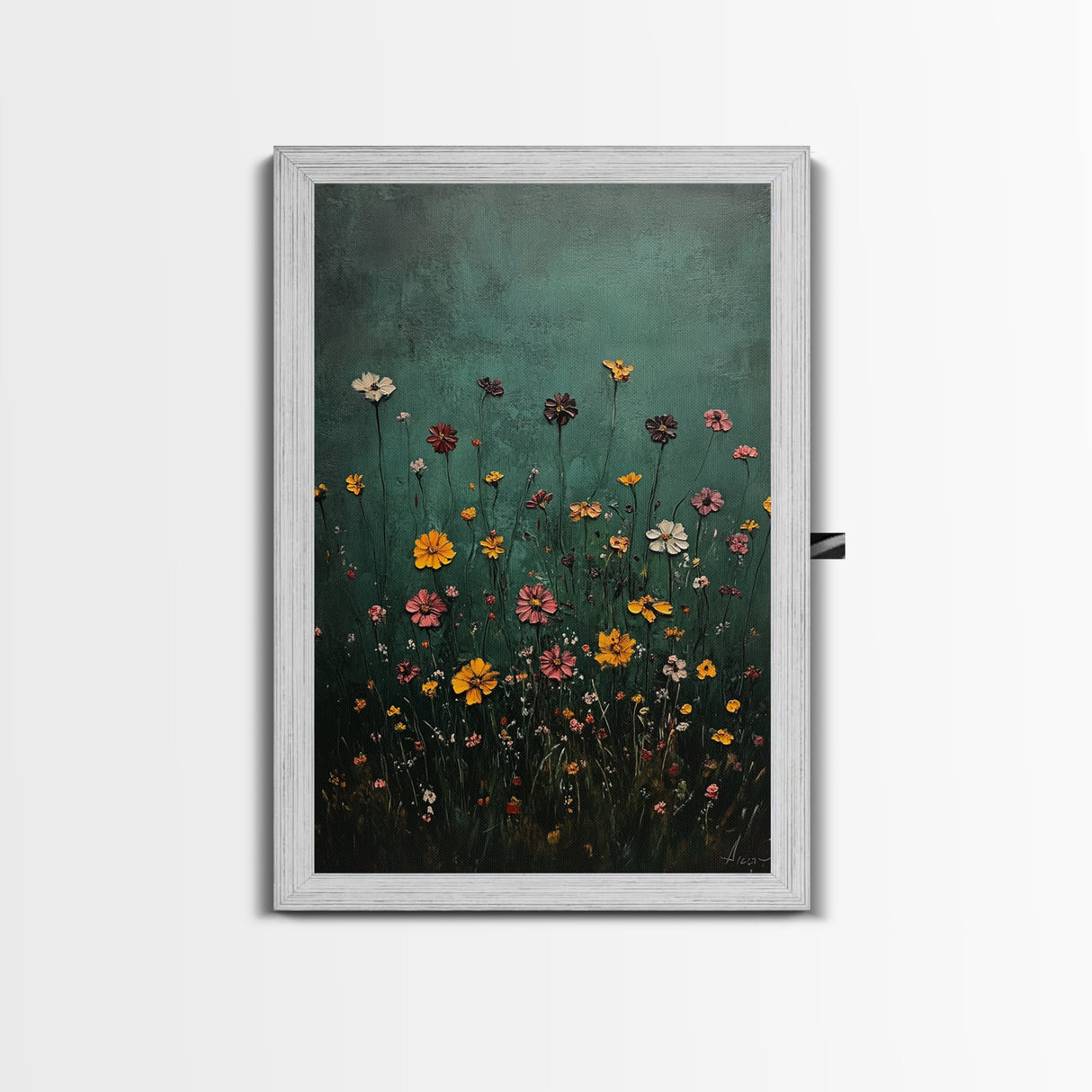 Wood Framed Wildflower Floral Print Minimalist Modern Boho Wall Art Bedroom Decor Botanical Floral Wild Flower Canvas Print