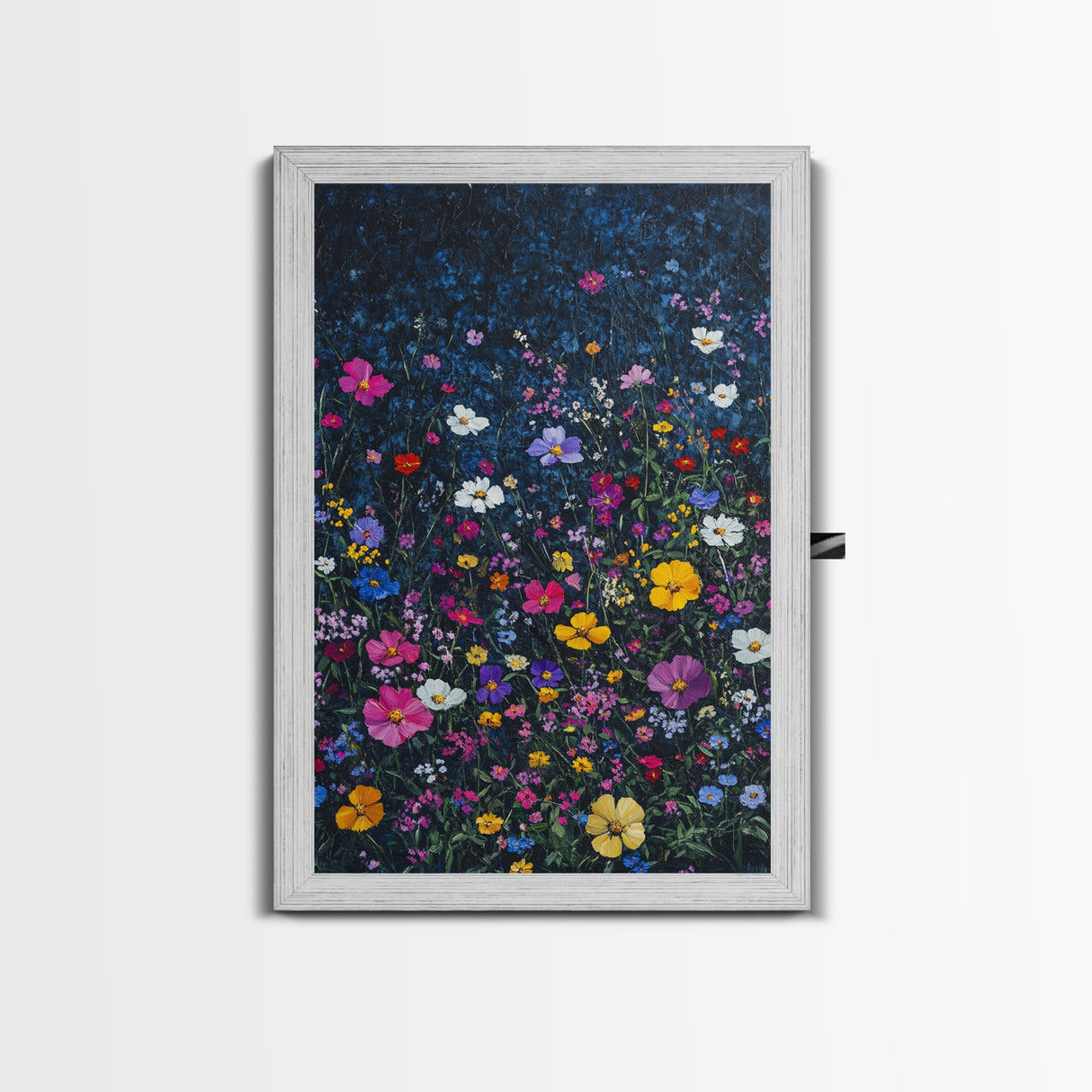 Purple, Pink and Yellow Wild Flowers, Boho Farmhouse Canvas Print, Wood Framed Modern Art, Flower Still Life, Aesthetic Room Decor, Botanical