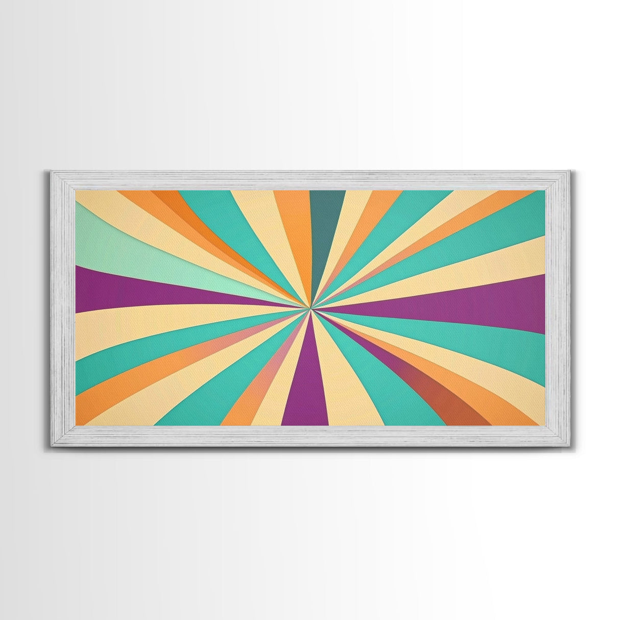 Eclectic Large Original Geometric Mid Century Modern Wall Art Wood Framed Canvas Print, Bright and Colorful Contemporary Art