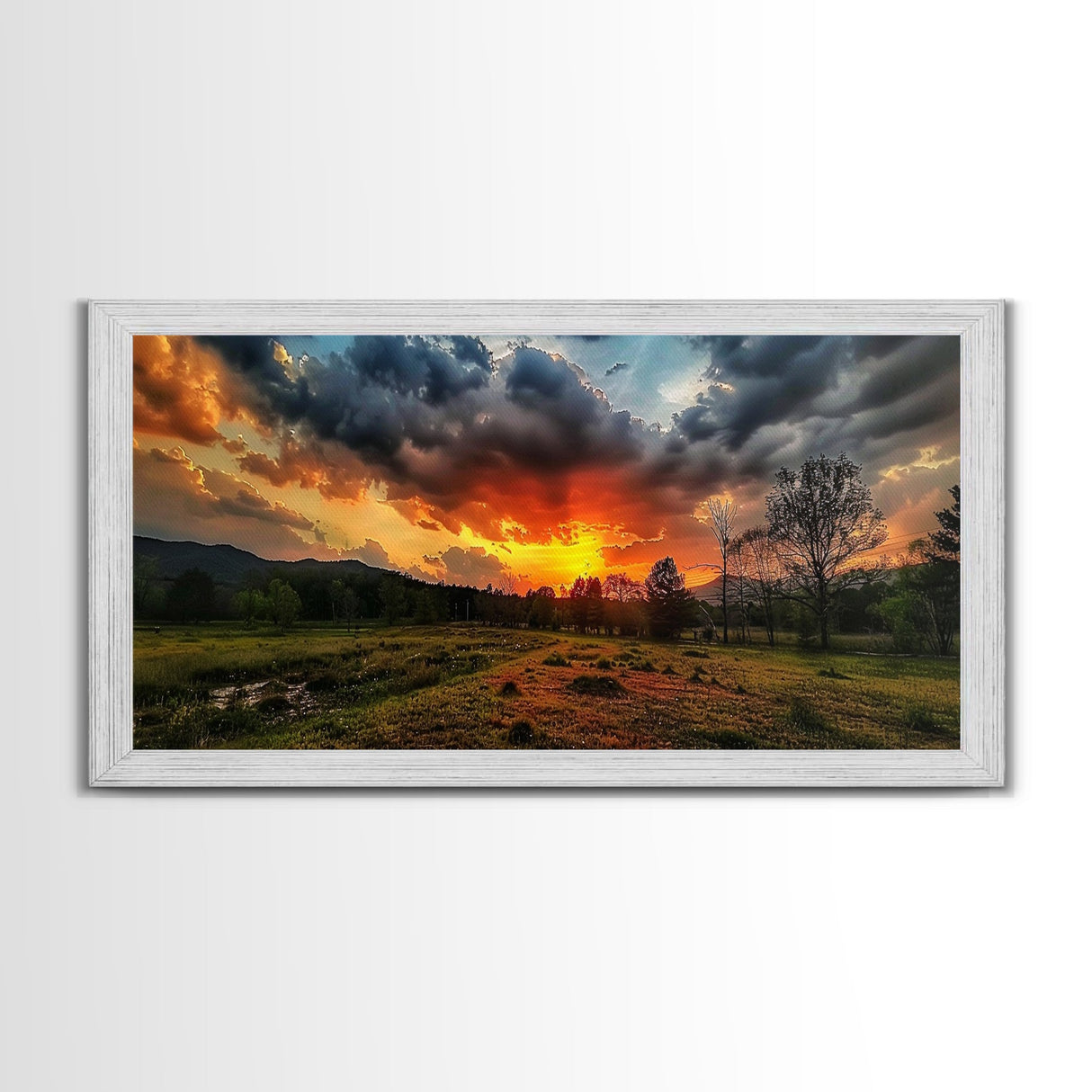 Sunset Over Texas Framed Canvas Print, Photography Style Wall Art, Beautiful Landscape Art