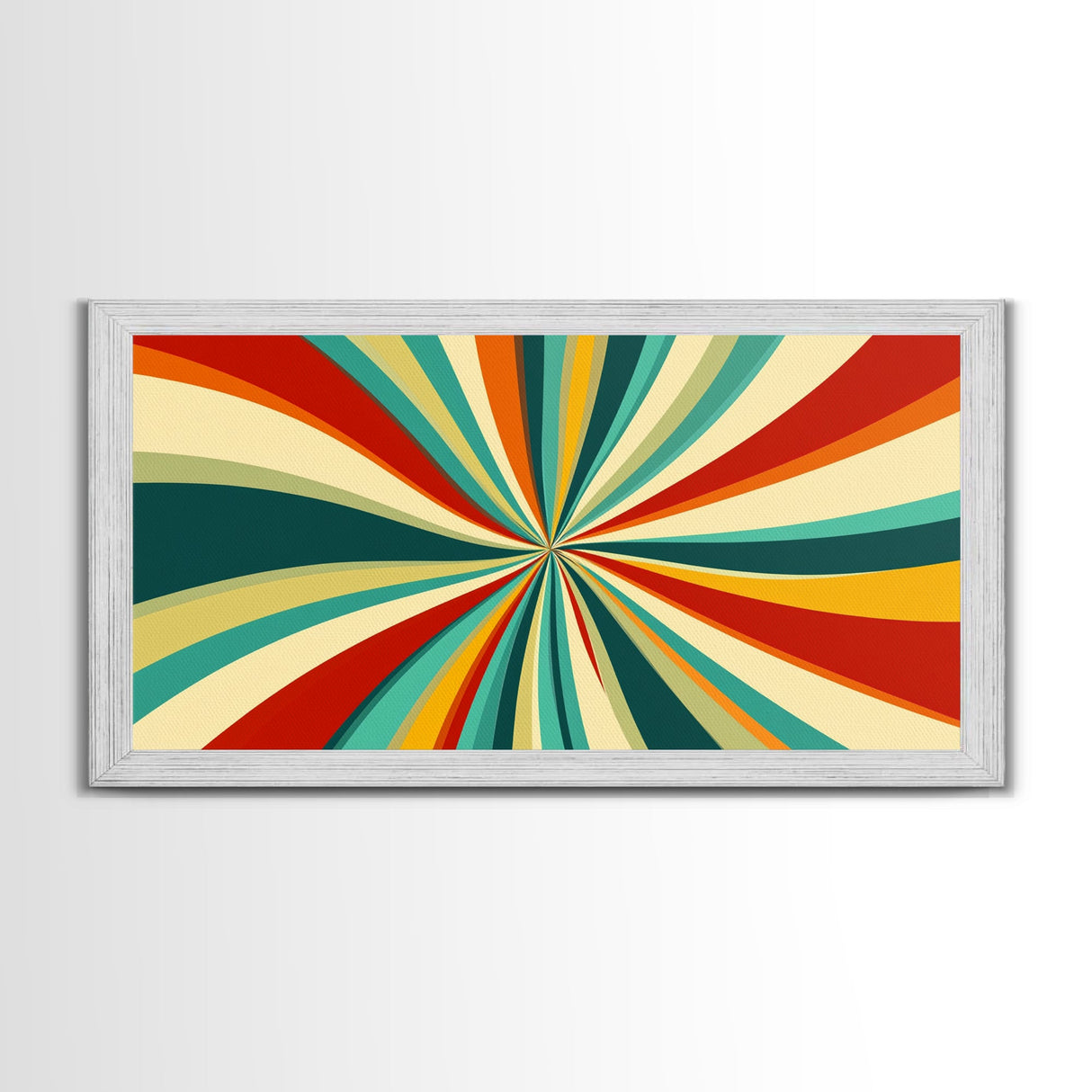 Horizontal Vertical Wall Art Framed Canvas Print, Mid-Century Modern Abstract Spiral Art, Retro Minimalist Pastel Wall Art