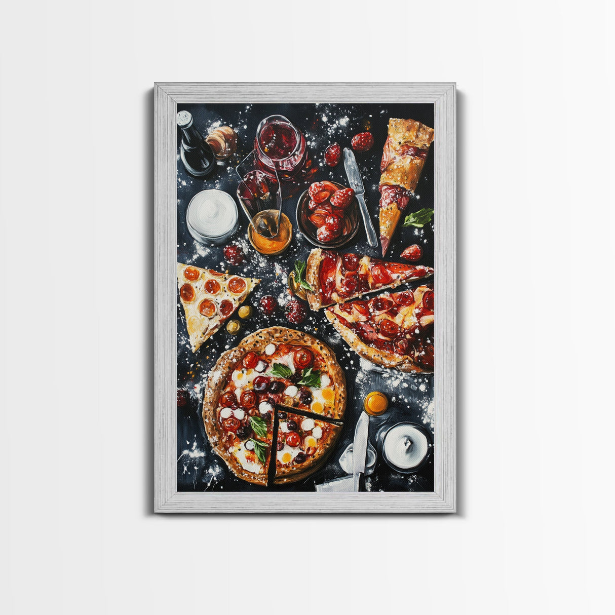 Italian Restaurant Wall Art, Retaurant Decor, Pizza Painting Canvas Print, Kitchen Wall Art, Kitchen Painting, Dining Room Decor