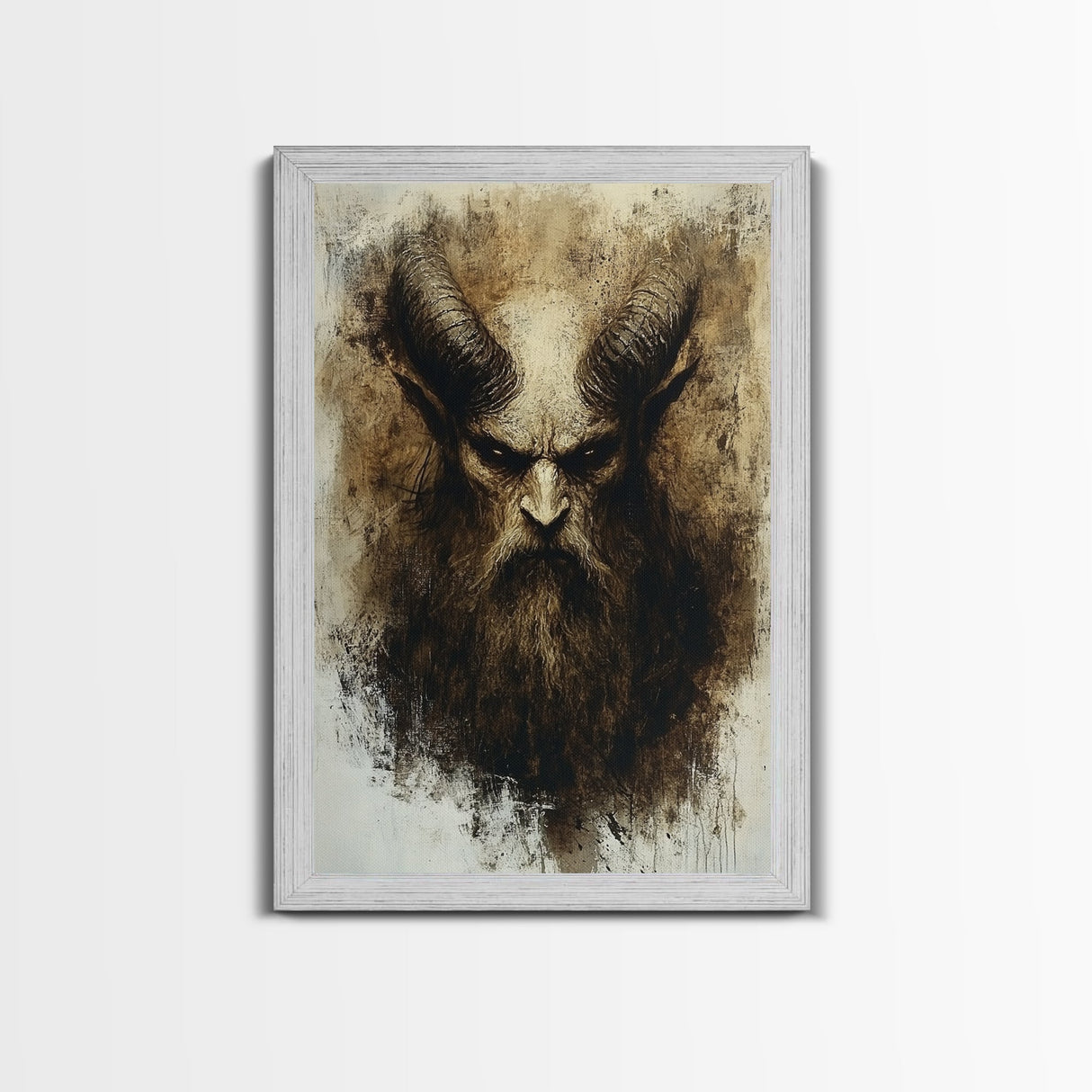 Portrait of a Demon, Framed Canvas Print, Dark Macabre Wall Art