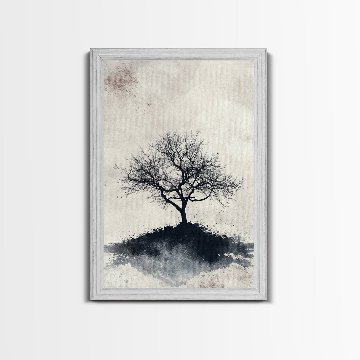 Black and White Charcoal Sketch Print of a Dead Tree, Framed Canvas Print, Wabi Sabi Art, Minimalist Wabi Sabi Home Decor