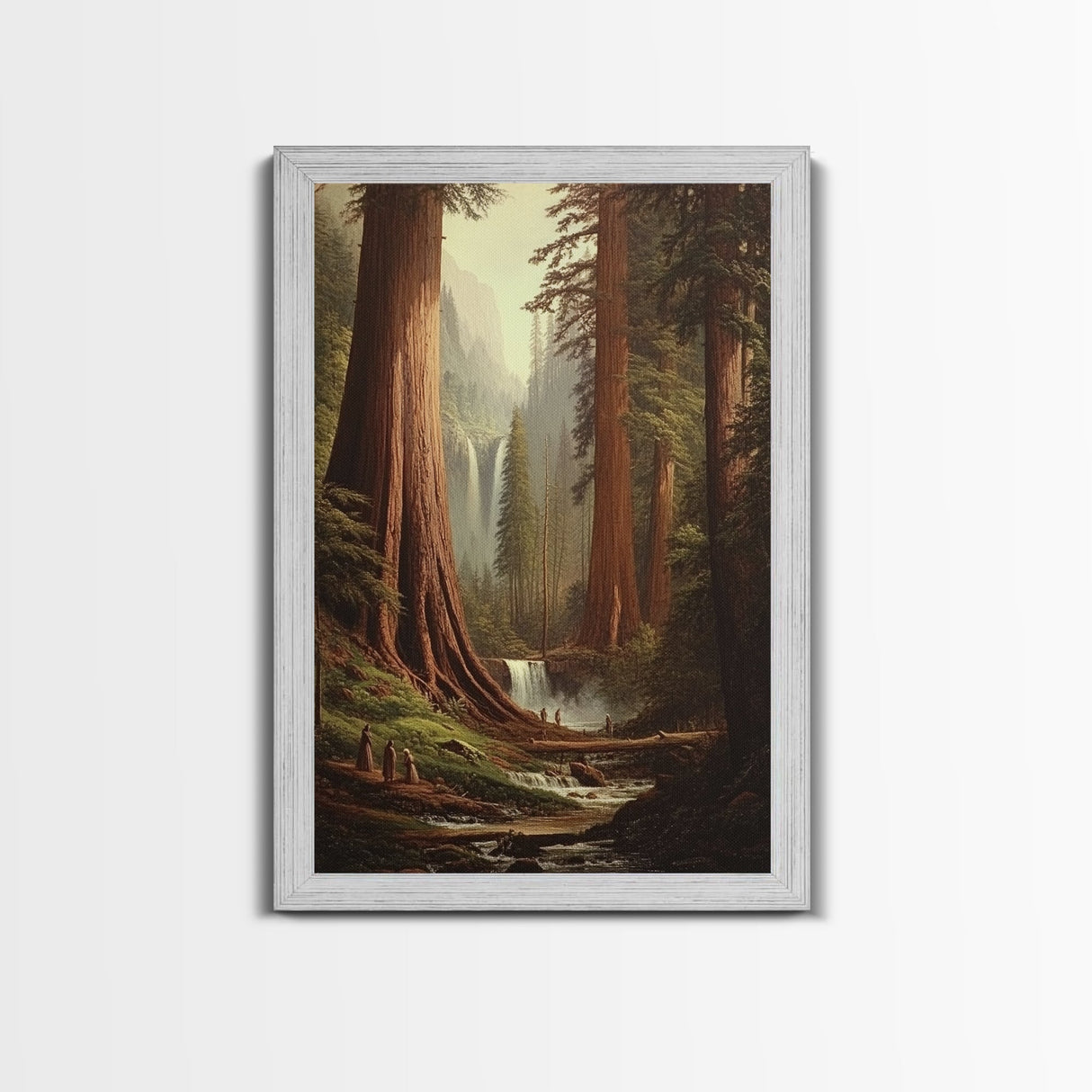 Fantasy Forest Painting Print, Majestic Redwood Trees of Ancient California Fantasy Art, California home Decor, Redwood Trees Painting