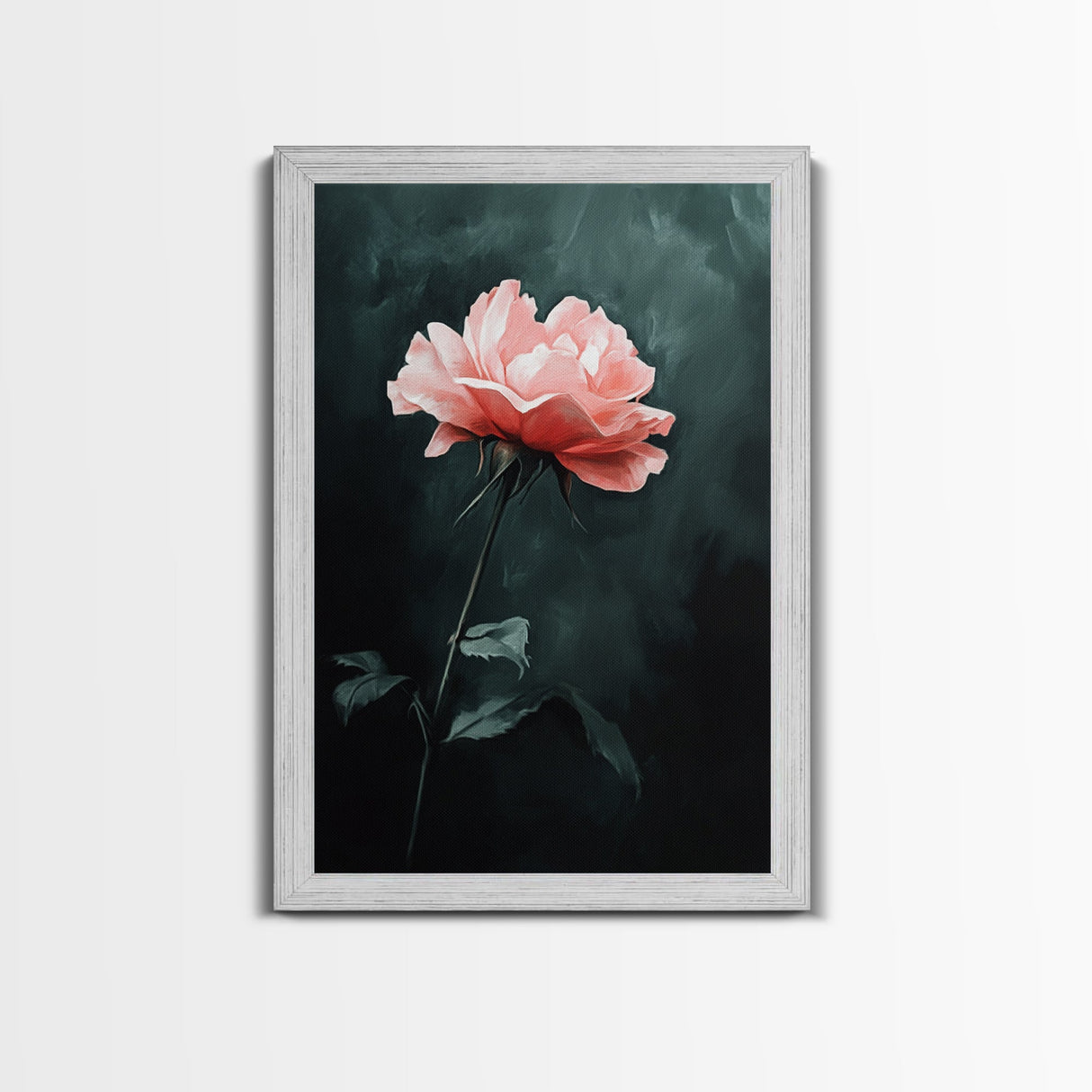 Oil Painting Print of a Pink Rose, Framed Canvas Print, French Country Decor, Modern Farmhouse, Rustic Farmhouse, Rose Painting, Rose Art