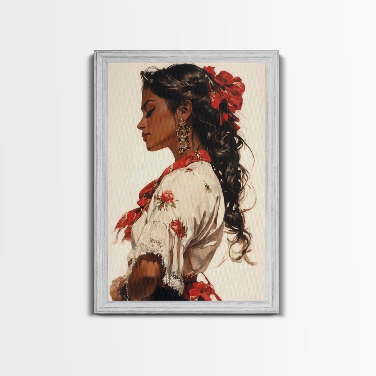 Mexican Art Canvas Print, Romantic Wall Art, Latino Art, Mexicano Wall Art, Tejano Decor, Chicano Painting Wall Art
