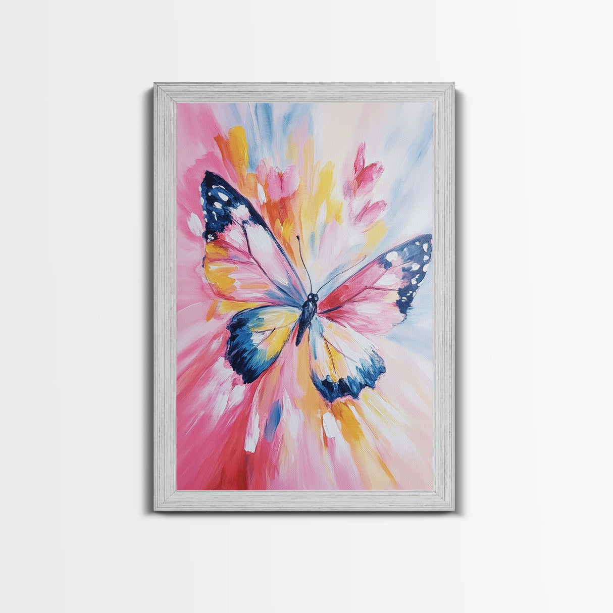 Pink Butterfly Oil Painting Print, Rustic Farmhouse, Boho Home Decor, Preppy Wall Art Dorm Room Wall Art Nursery Wall Art Home Decor
