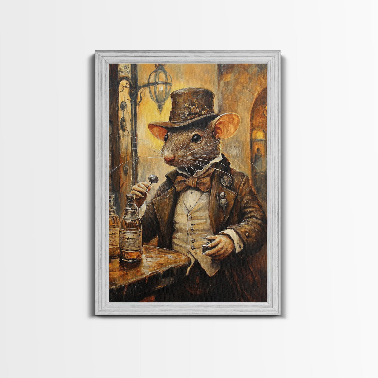 Dapper Rat Gentleman Canvas Print, Wood Framed Wall Art, Rat Painting, Rat Decor, Rat Lover Gift Idea