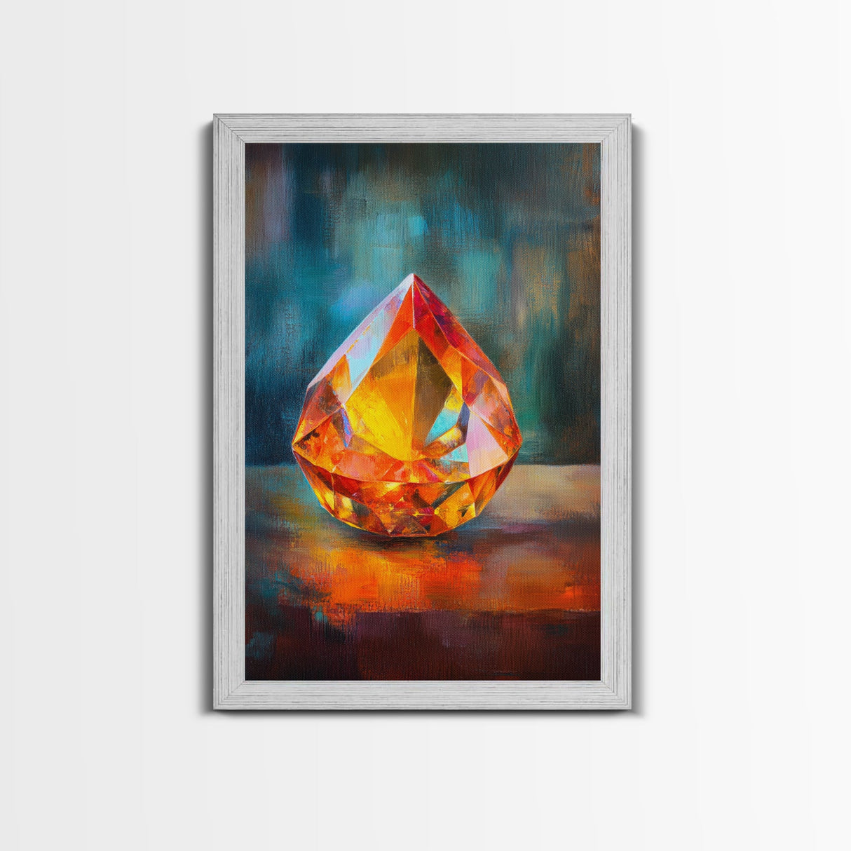 Gemstone Painting Print, Framed Canvas Print, Gemstones Wall Art, Precious Stone Painting, Red Gem, Ruby Painting, Antique Minerals Decor