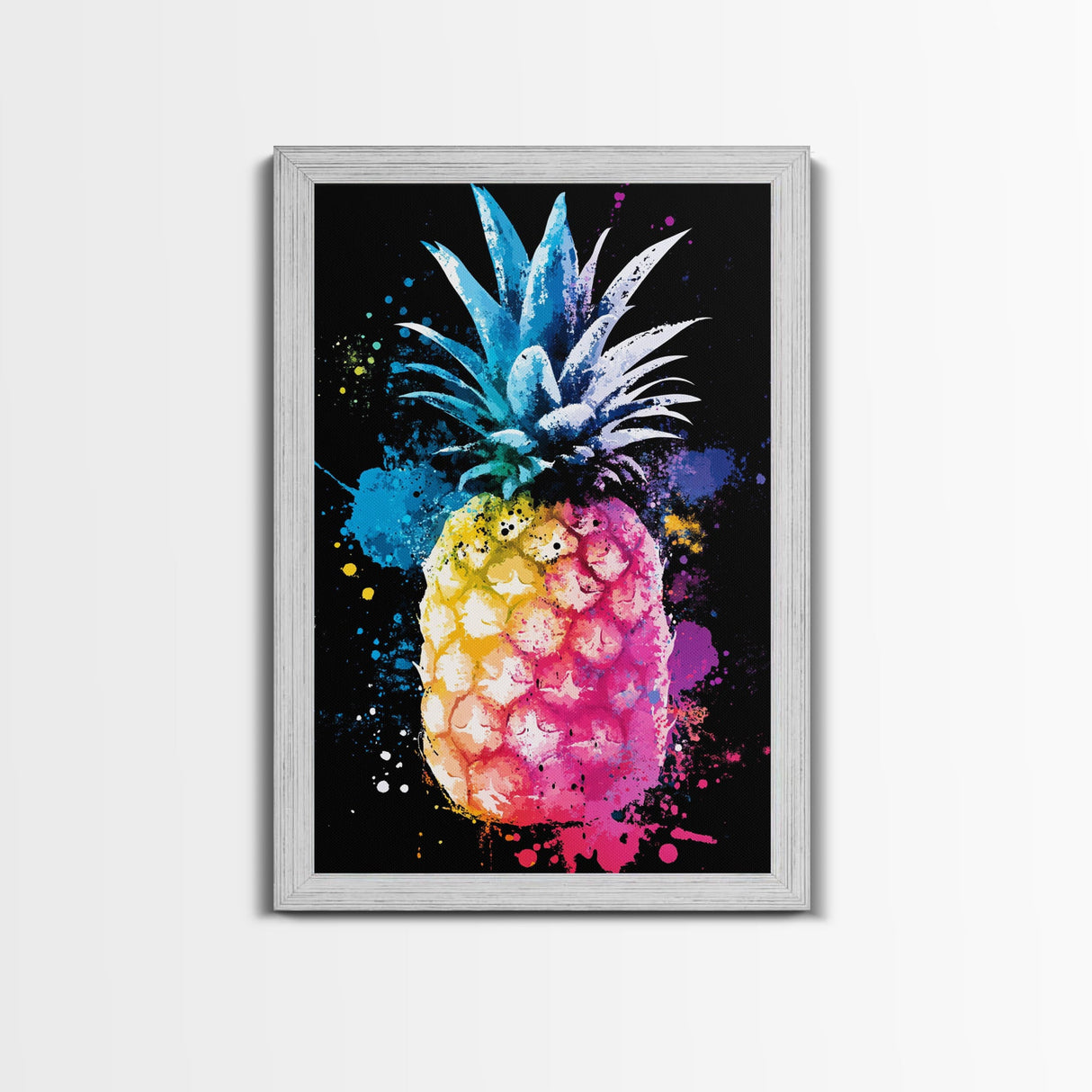 Retro Pineapple Painting Print, Framed Canvas Print, Kitchen or Dining Room Wall Art, Retro Home Decor, Pineapple Painting, Pineapple Art