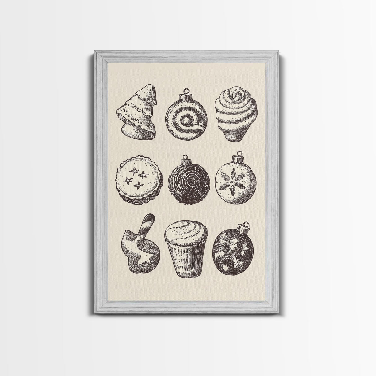 Rustic Boho Christmas Cookies Canvas Print - Framed Canvas - Minimalist Christmas Art - Boho Christmas Art - Rustic Christmas Art