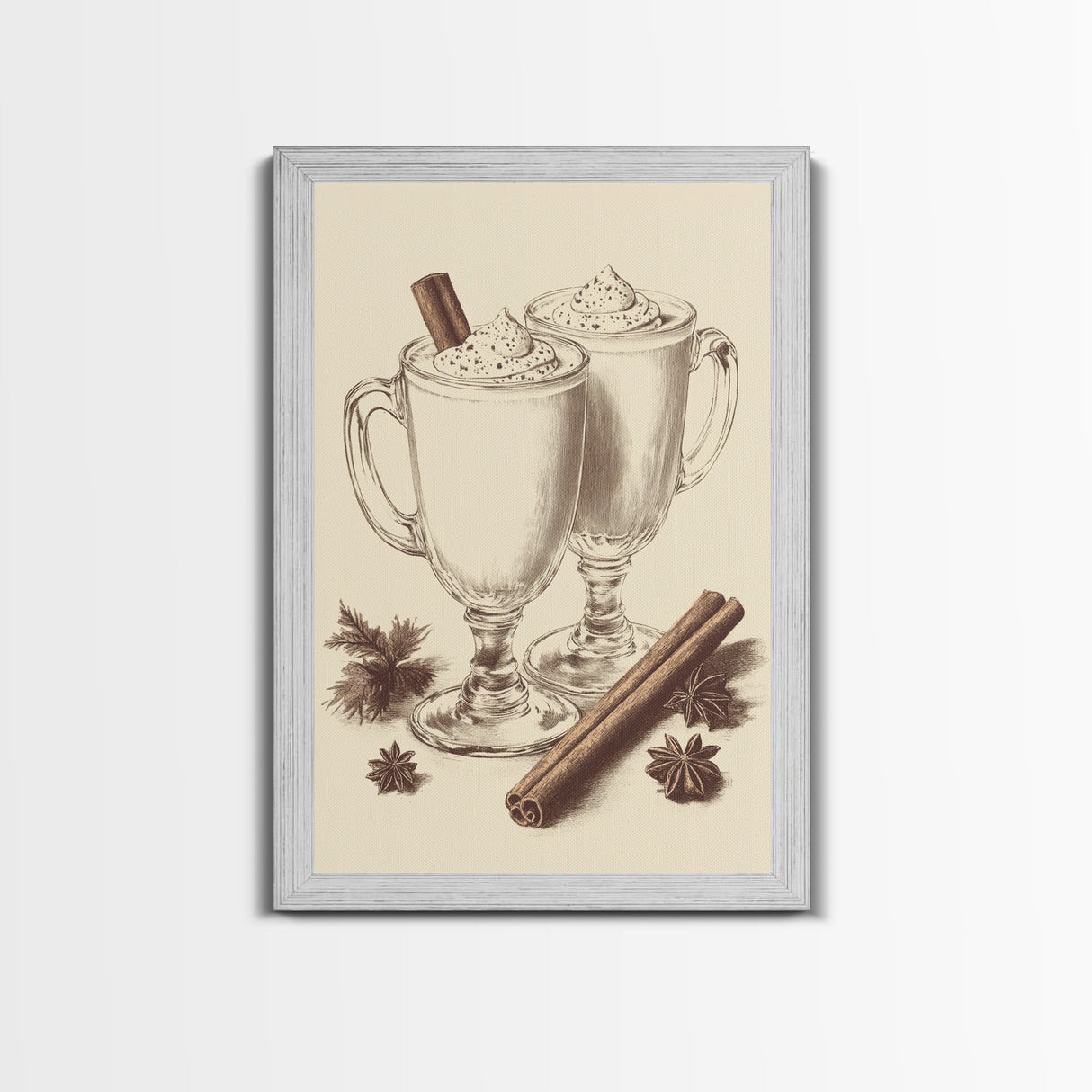 Vinage Egg Nog Canvas Print - Framed Canvas - Minimalist Christmas Art - Boho Christmas Art - Rustic Christmas Art