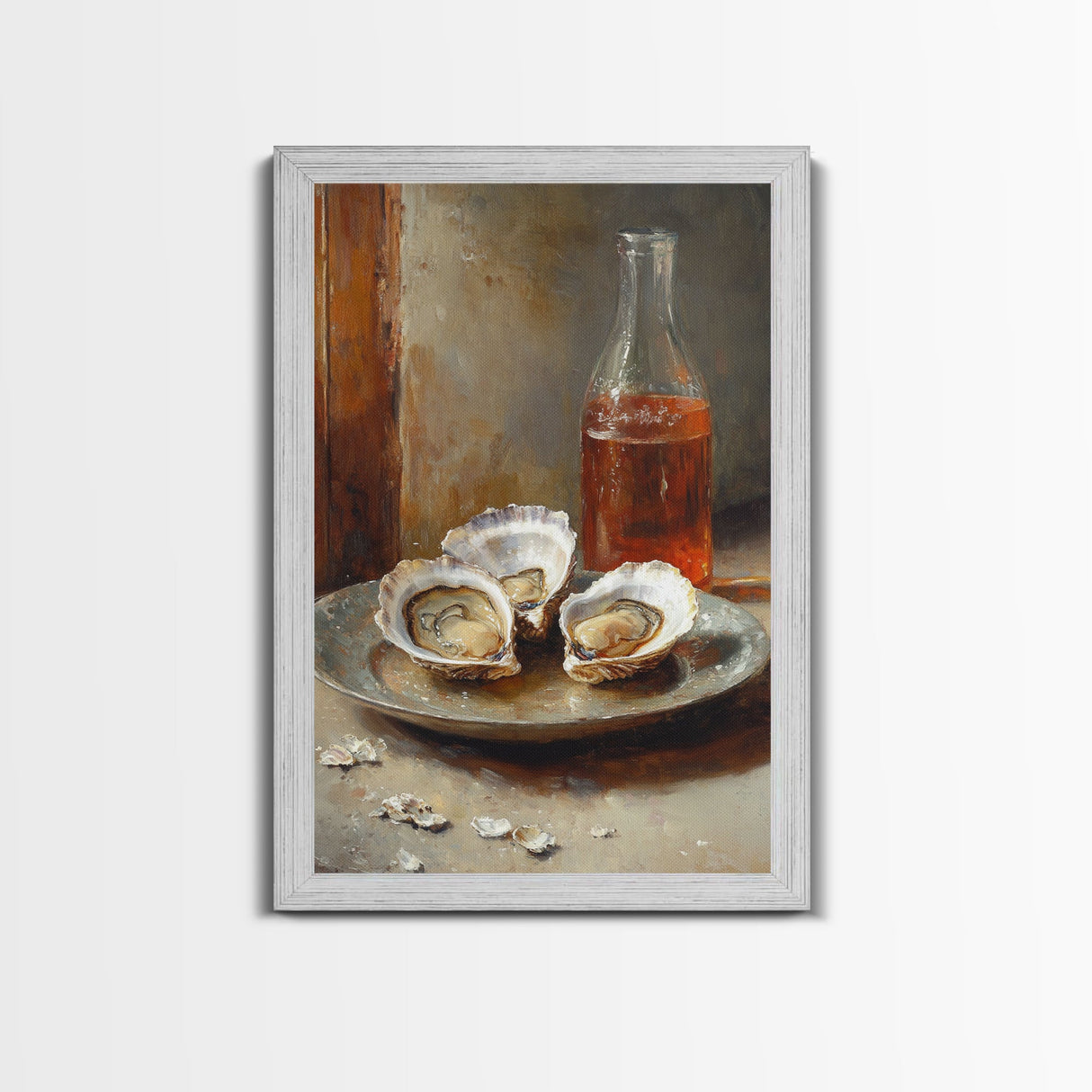 Retro Oysters Poster Canvas Print Kitchen Wall Art Oyster Kitchen Retro Food Art Coastal Seafood Bar Decor Cocktail Art