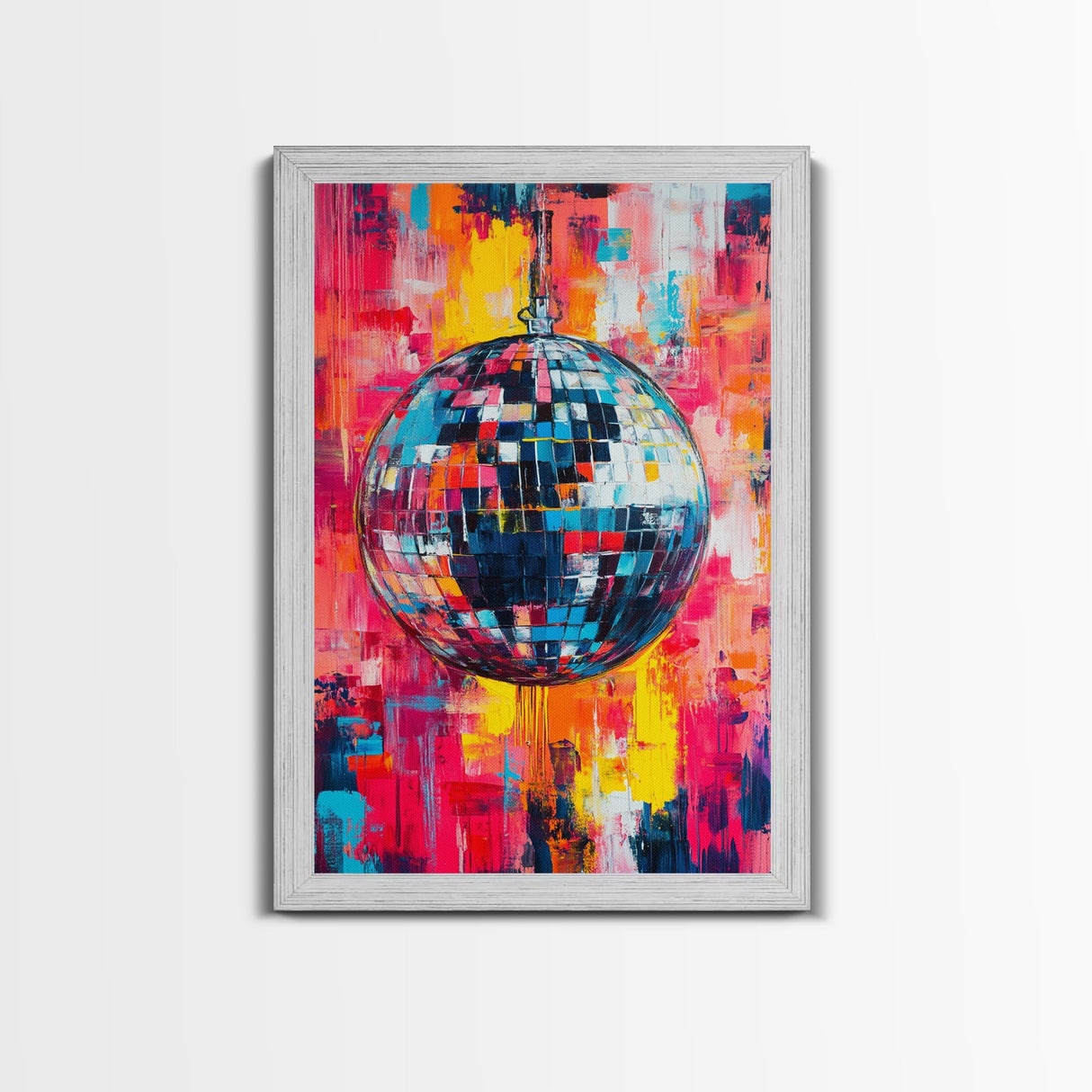 Graffiti Abstract Disco Ball Painting Print, Disco Ball Canvas Print, Rainbow Disco Ball, Pop Art Disco Ball Wall Art For Living Room