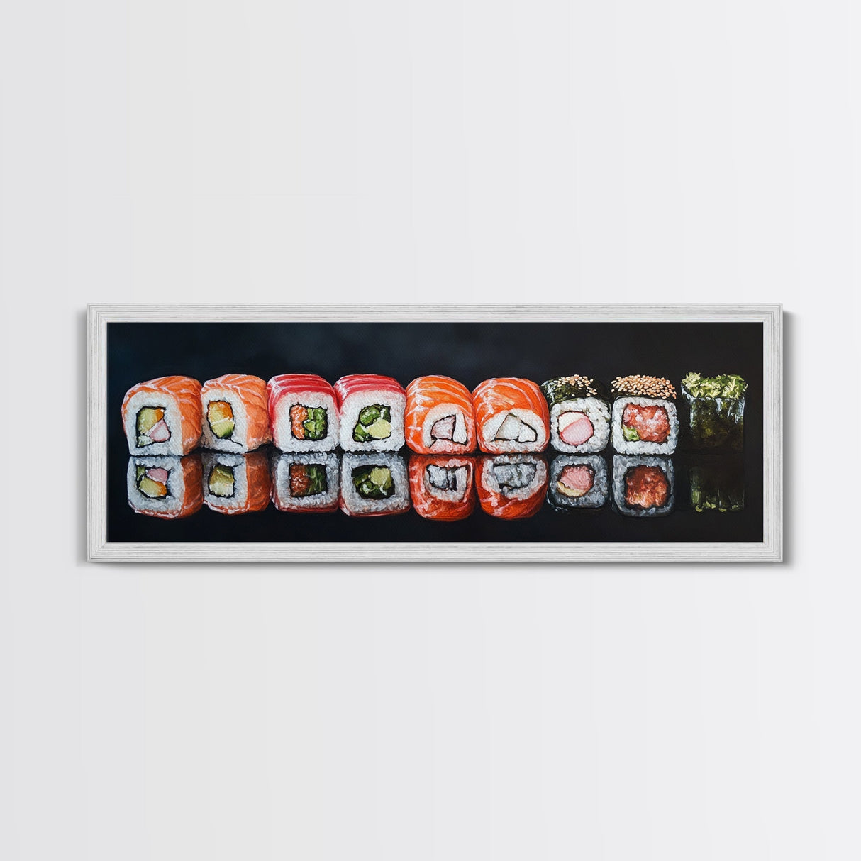 Panoramic Extra Wide Kitchen Wall Art, Sushi Painting Tuna Roll Painting, Modern Art for Kitchen, Kitchen Painting, Dining Room Decor