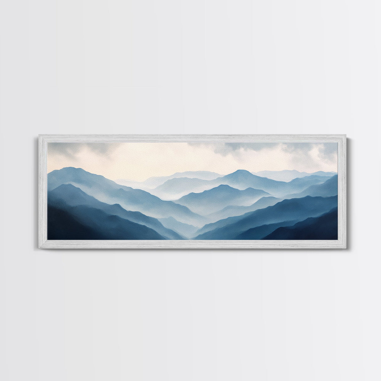 Panoramic Blue Ridge Mountains, Fog Over The Mountains Canvas Print, Wood Framed Wall Art, Mood Setting Home Decor, Moody Art, Landscape