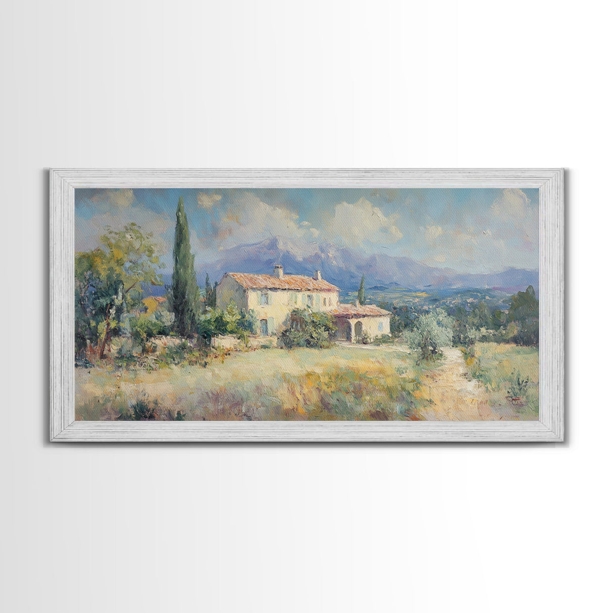 Whimsical Modern Art, Framed Canvas Print, Oil Painting of a Chalet, Kitsch Home Decor, Original Oil Painting, Victorian Painting