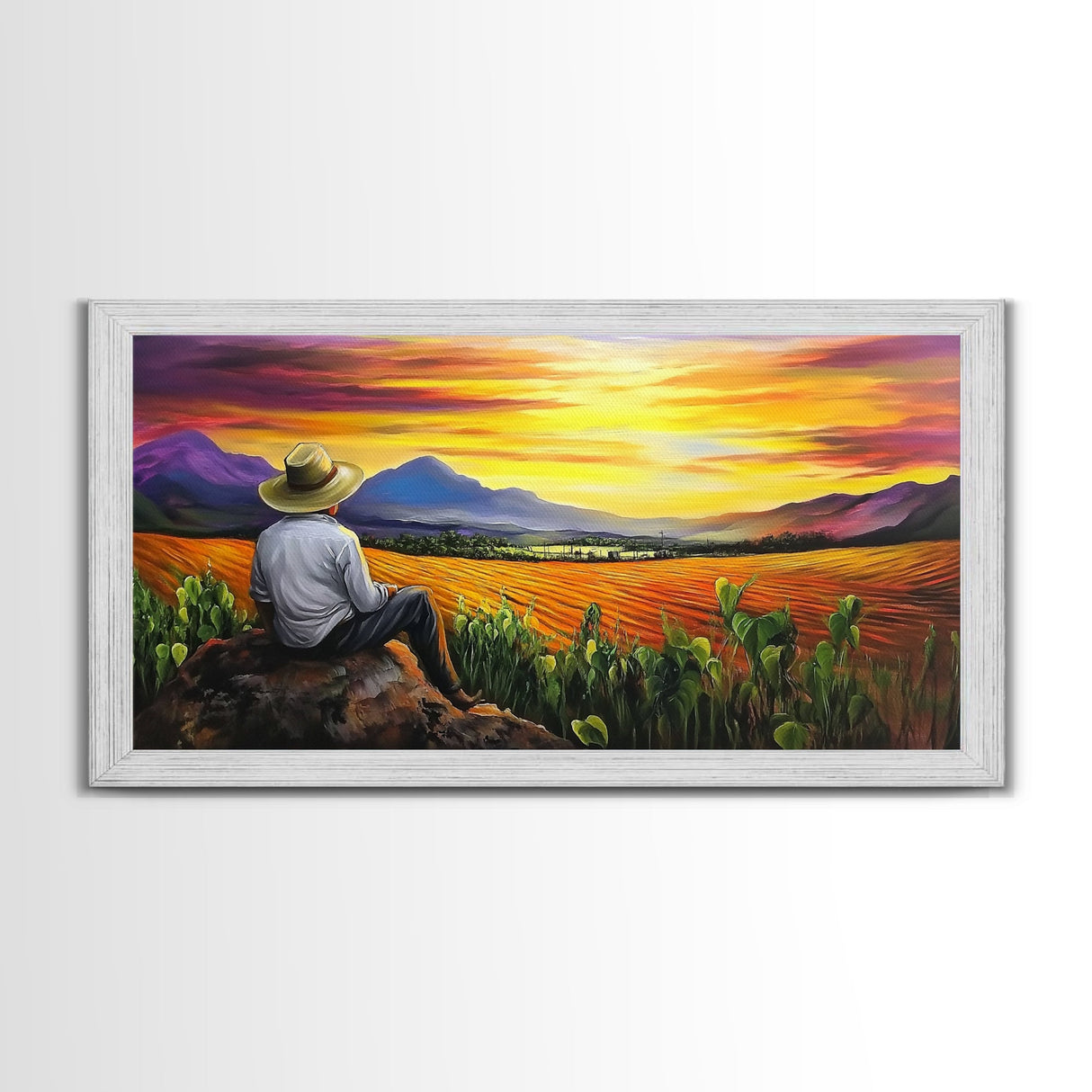 Oil Painting Print of an El Campesino - Mexican American Wall Art - Framed Canvas Print - Mexican Folk Art - Chicano Wall Art - Mexicano Art