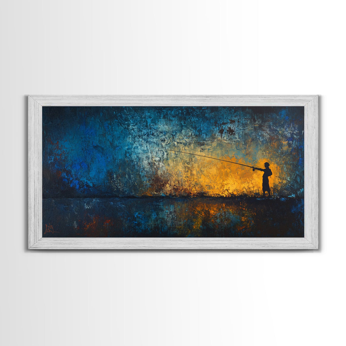 Retro Oil Painting Print of a Fisherman, Fishing Gift Idea, Fisherman Gift, Fishing Painting, Fishing Art