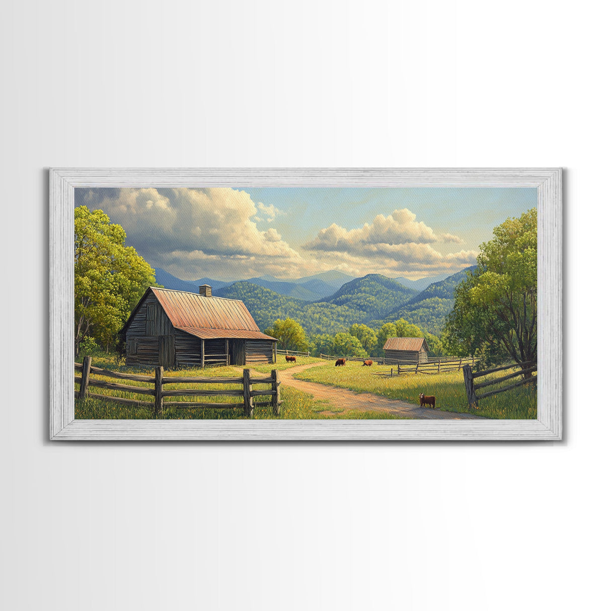 Barn Landscape Oil Painting Canvas Print, Rustic Farmhouse Home Decor, Modern Farm House Wall Art, Barn Wall Art, Barn Decor