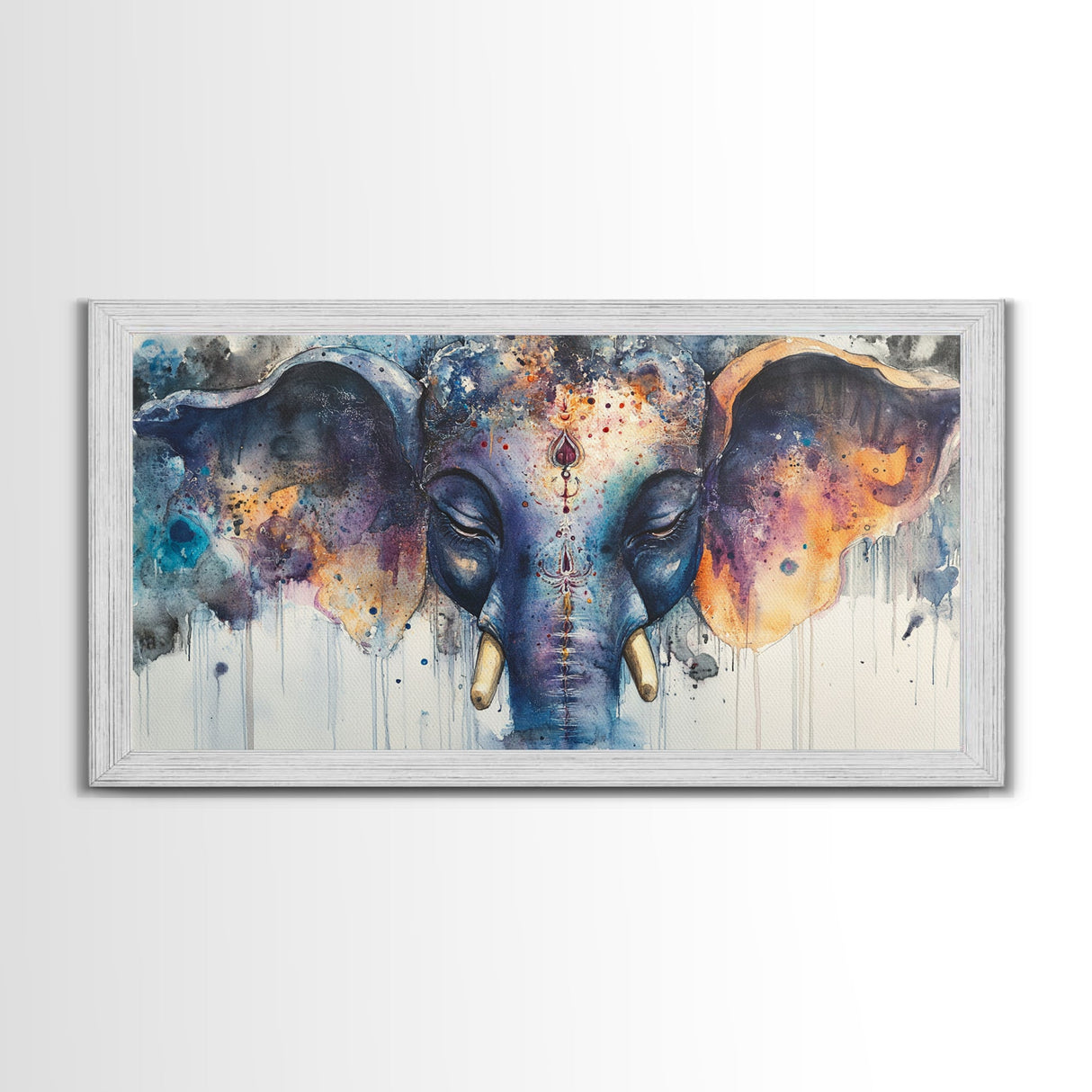 Ganesh Wall Art - Framed Canvas Print - Indian Wall Art - Ready To Hang - Hindu Wall Art - Hindu Painting - Ganesh Painting