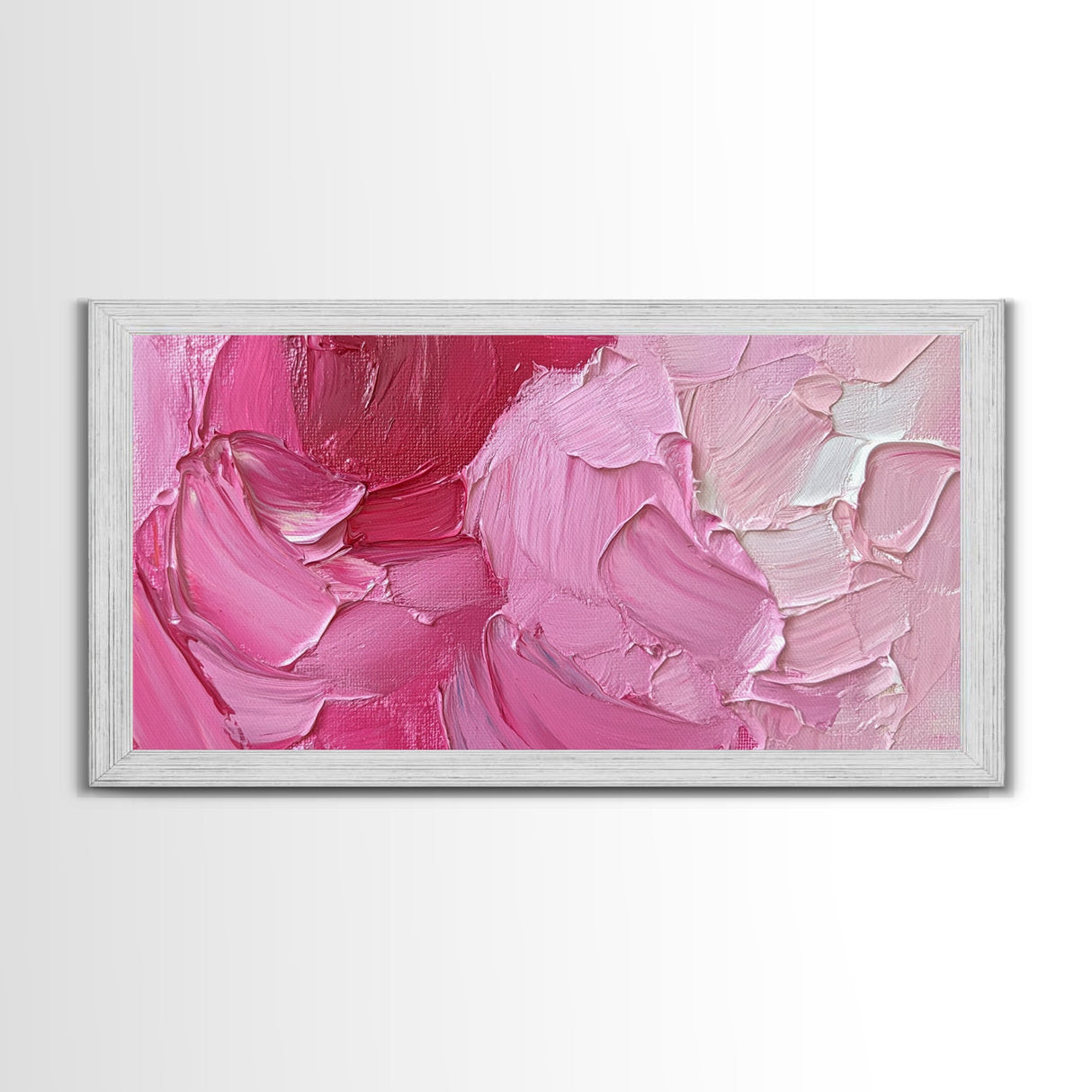 Pink Brush Strokes Framed Canvas Print - Modern Wall Are - Preppy Home Decor - She Shed Wall Art