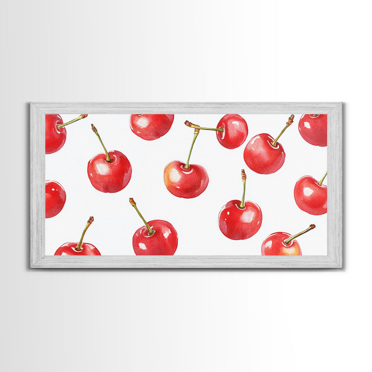 Preppy Cherry Wall Art Framed Canvas Print - Kitchen Wall Art - Dining Room Wall Art - Loft Decor - Cute Wall Art - Cutesy Home Decor