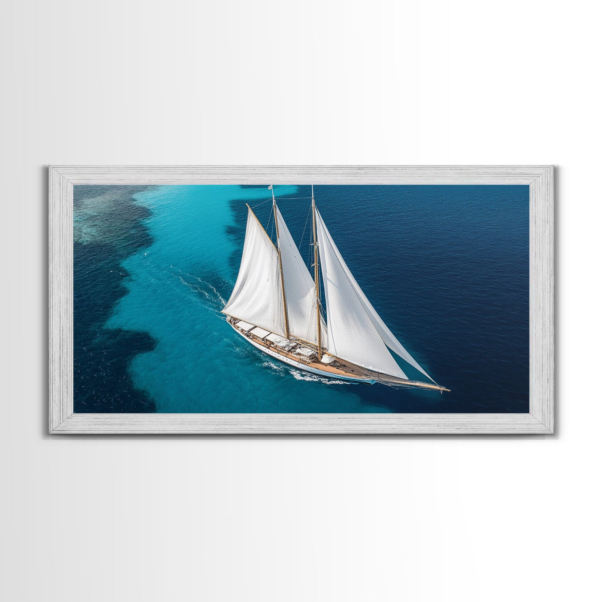 Nautical Decor Framed Canvas Print, Sailboat Painting Print, Sailboat Wall Art, Sailing Gift, Beautiful Sailboat Decor, Nautical Art