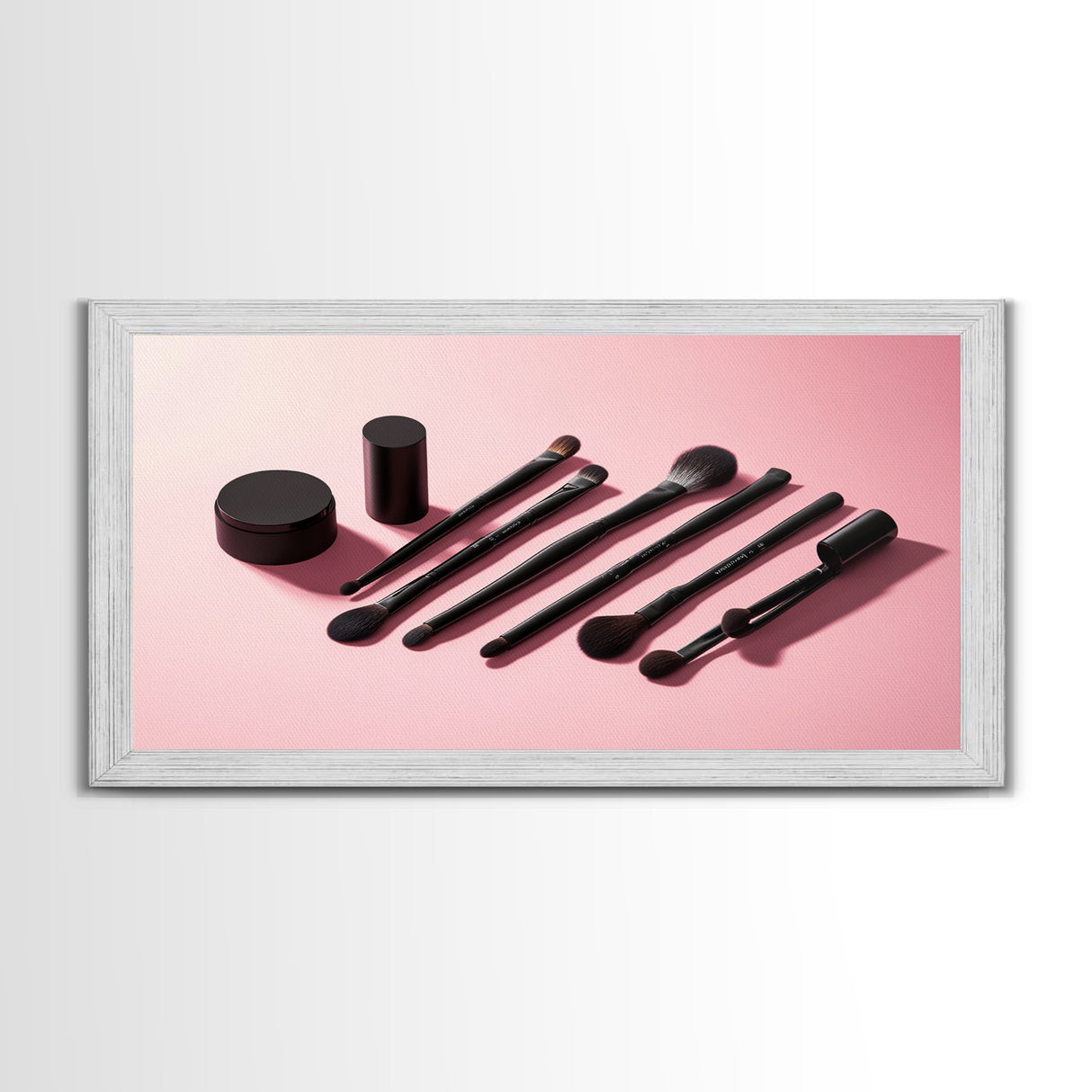 Makeup Brushes Framed Canvas Print - Makeup Wall Art - Preppy Dorm Room Decor - Makeup Painting