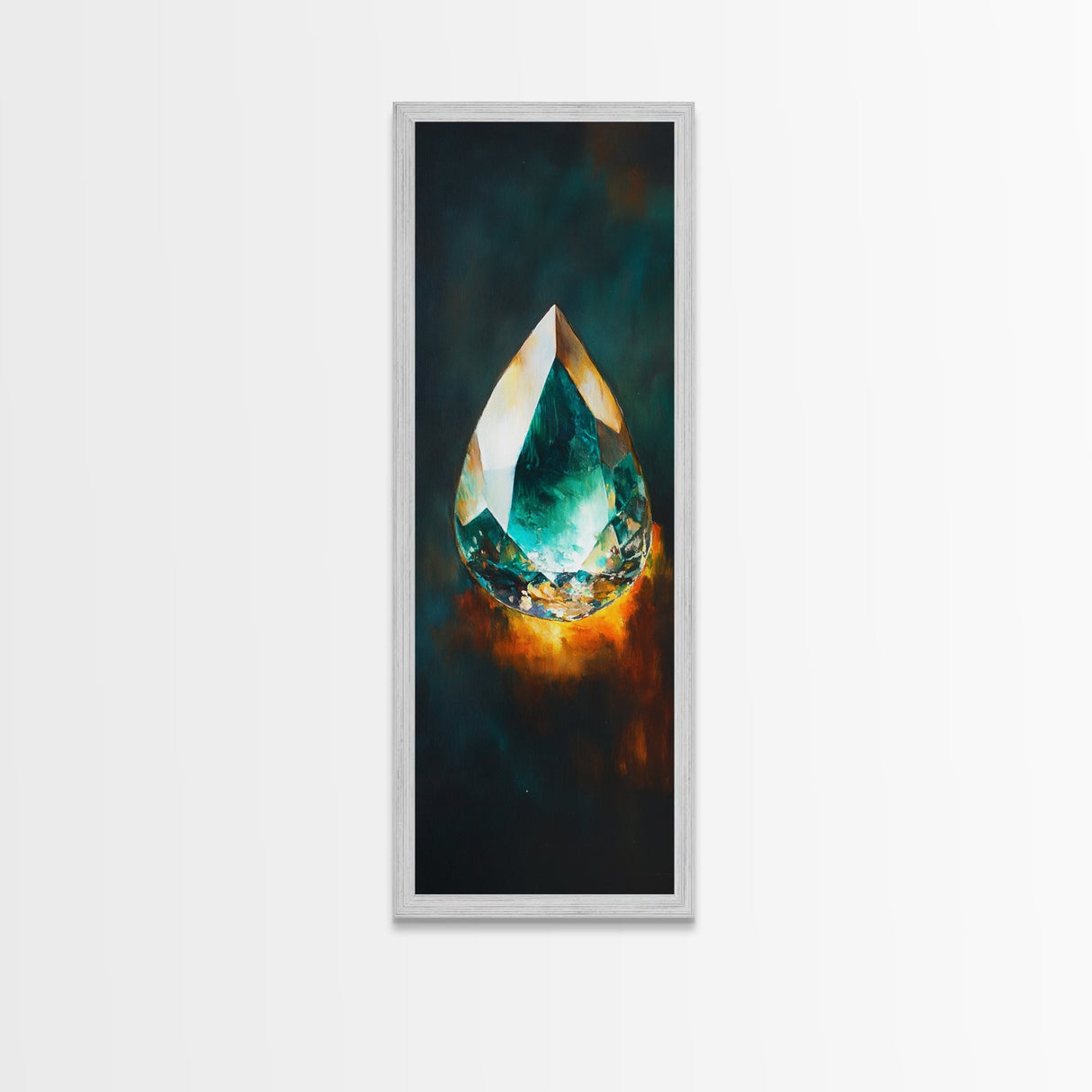 Blue Green Gemstone on Fire Canvas Print Abstract Sacred Geometry Art Moody Wall Art Unique Bedroom Decor Statement Piece