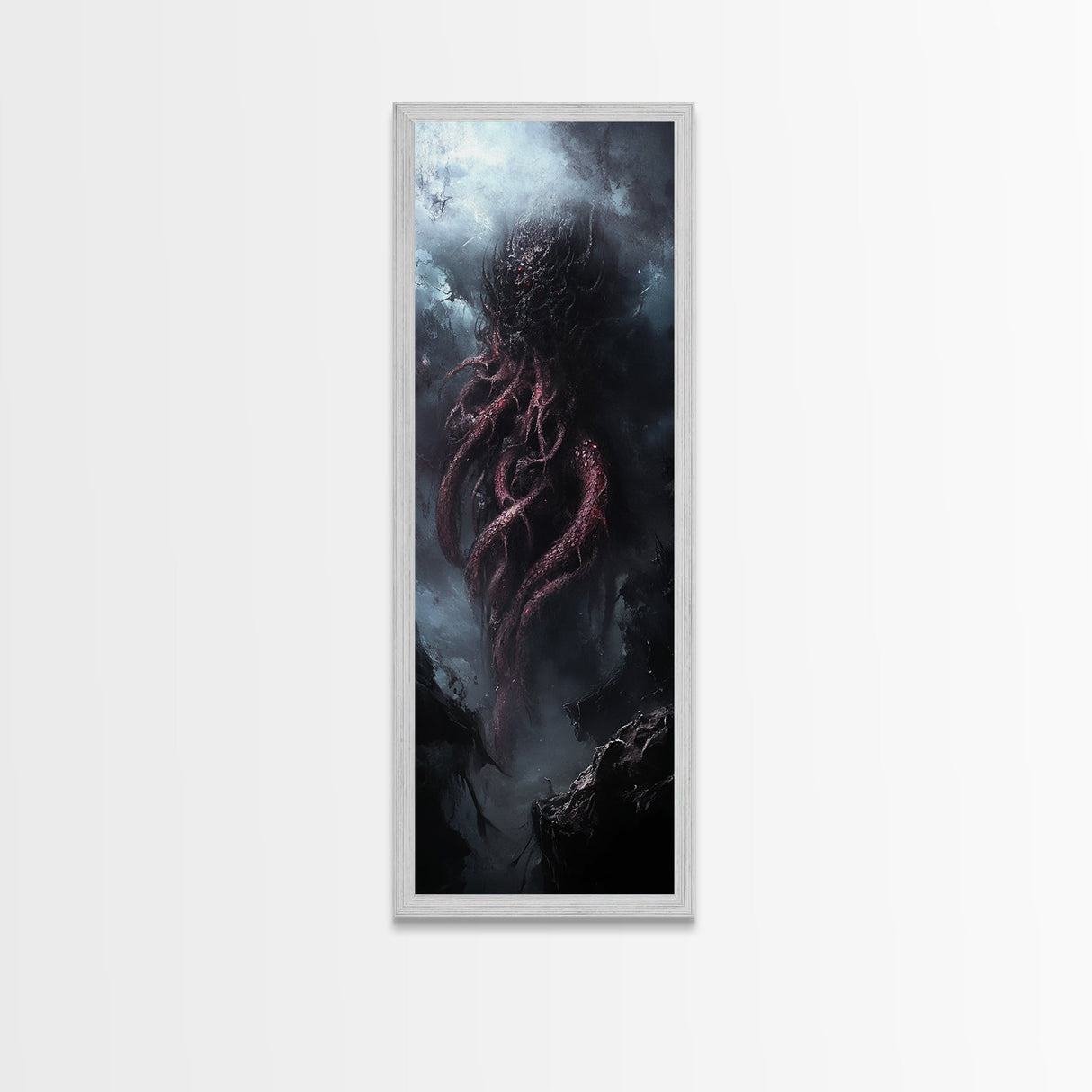 Cthulu Cosmic Horror Wall Art Canvas Print - Tall Skinny Narrow Wall Art - Accent Piece - Halloween Decor - Cosmic Horror Painting