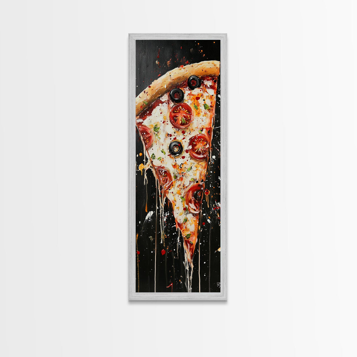 Pizza Painting Wall Art - Framed Canvas Print - Funky Kitchen Art - Kitsch Decor - Restaurant Wall Art