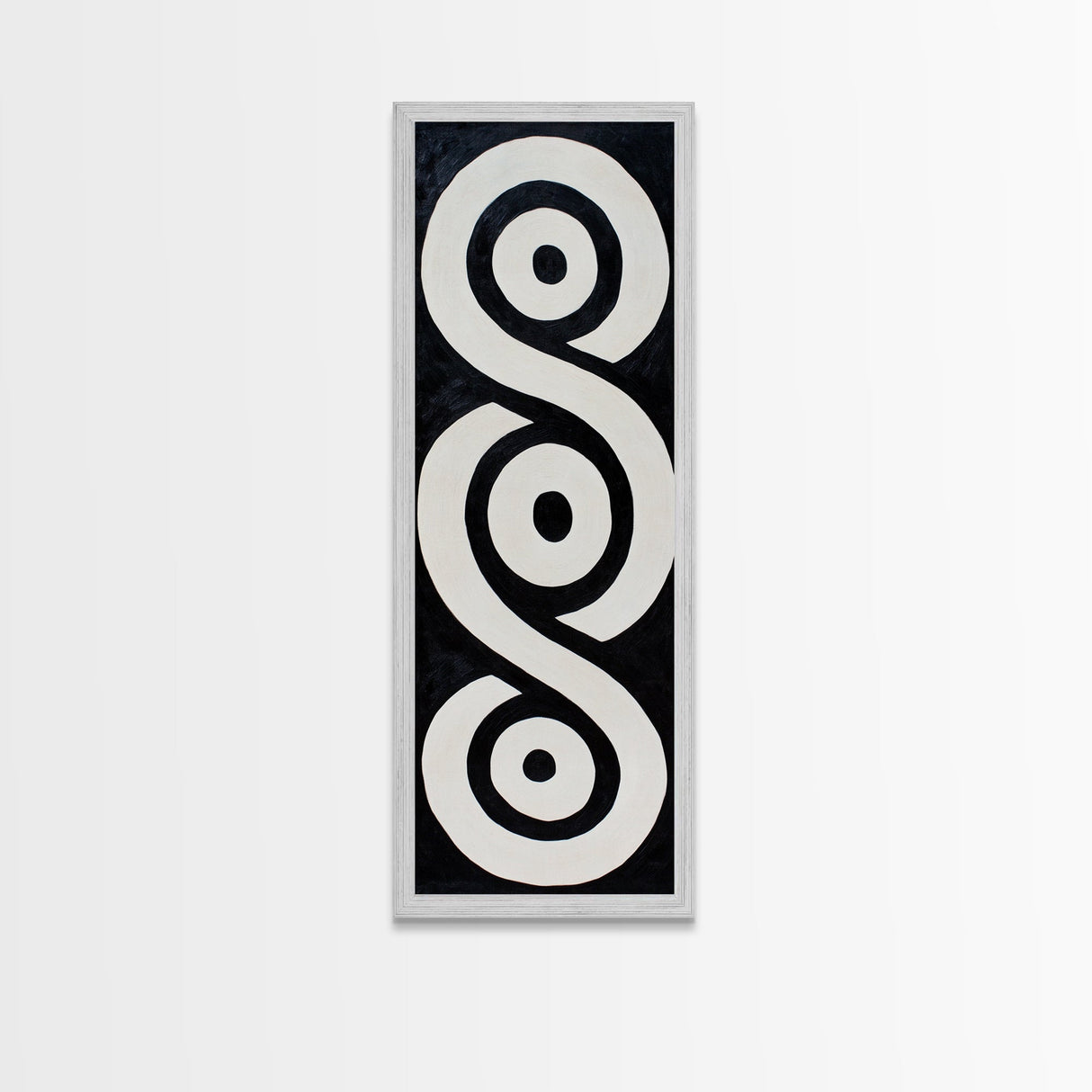 Framed Canvas Print of Black and White Geometric Wall Art, Sacred Geometry Art, Minimalist Decor, Tall Skinny Art, Above Bed Wall Art, Modern Aesthetic