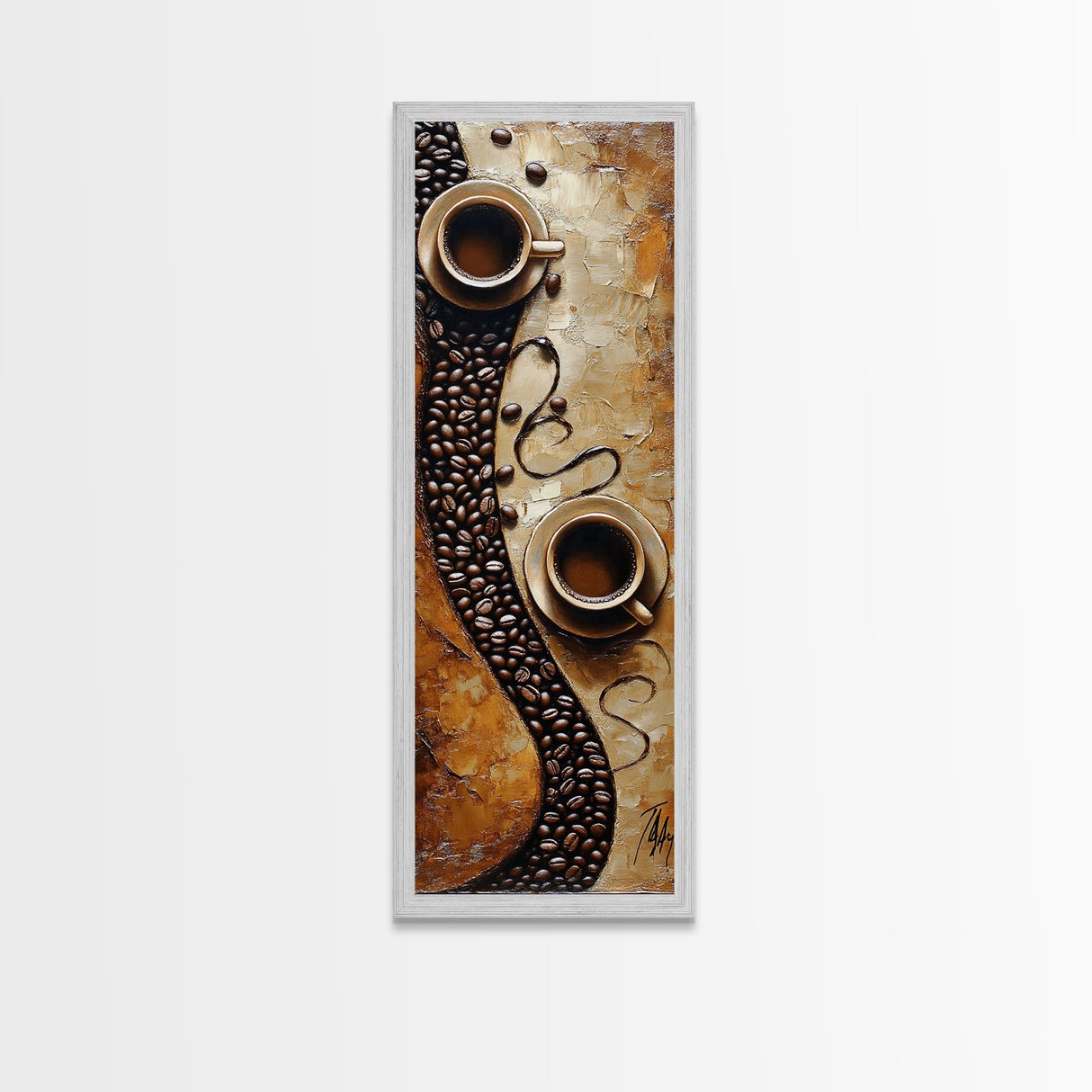 Rustic Coffee Art Framed Canvas Print Espresso Martini Kitchen Wall Art Farmhouse Coffee Lover Decor Long Narrow Rustic Art
