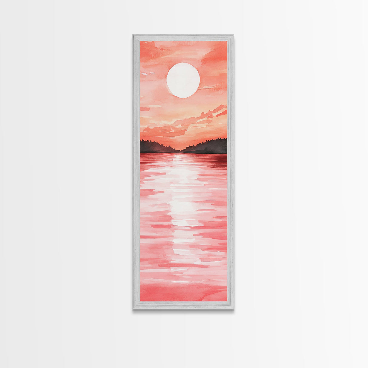 Sunset Canvas Print Coastal Landscape Art Rustic Decor Horizontal Wall Art Bedroom Gift Idea Light Pink Aesthetic Nature Painting