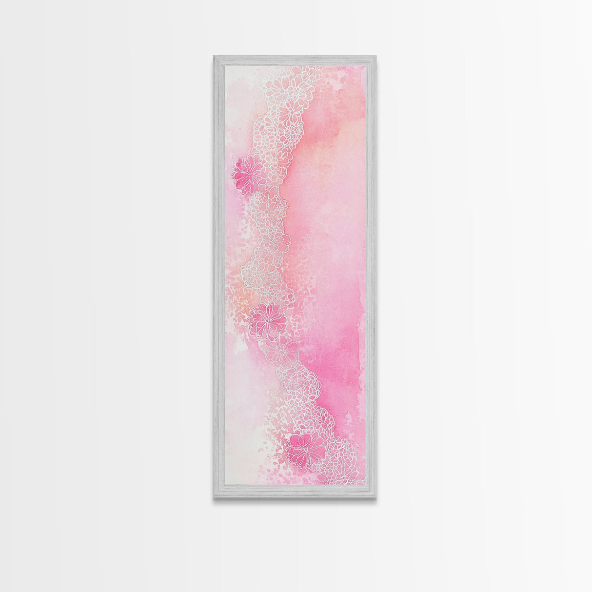 Pink Lace Canvas Print Light Pink Abstract Art Feminine Minimalist Bedroom Decor Vertical Wall Art Wabi Sabi Art Rustic Home Gift Idea