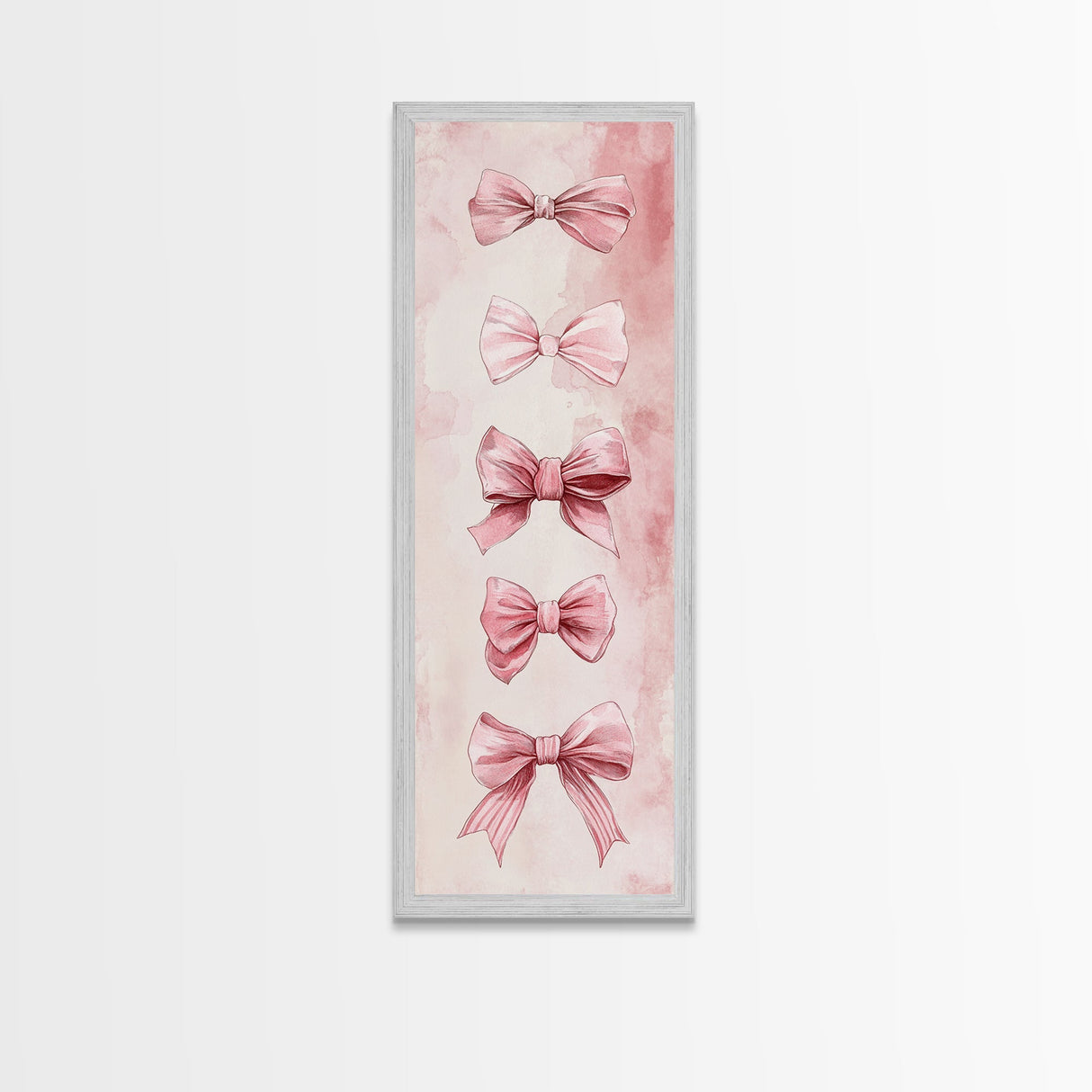 Bow Illustration Canvas Print Pink Whimsical Art Light Abstract Wall Art Vertical Art Feminine Gift Idea Bedroom Rustic Dorm Decor