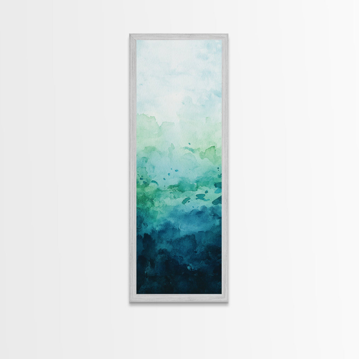Gradient Watercolor Framed Canvas Print in Green and Blue, Sage Green Wall Art, Minimalist Art, Bedroom Art, Living Room Art