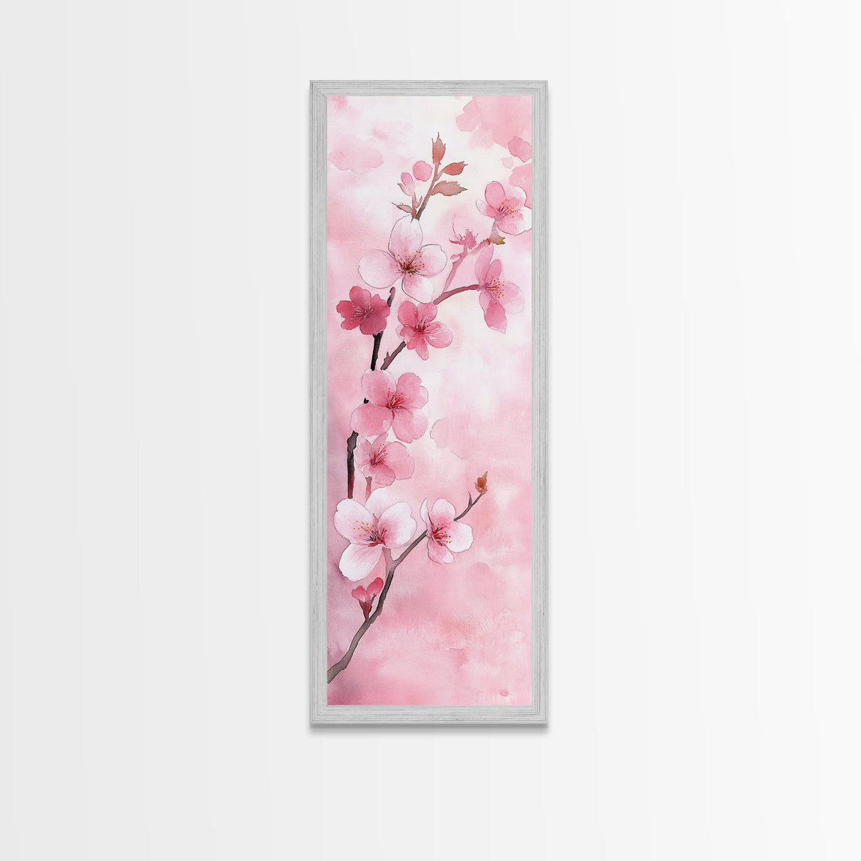 Delicate Cherry Blossom Framed Canvas Print Featuring Japanese-Inspired Botanical Prints for Bedroom or Living Room Wall Art