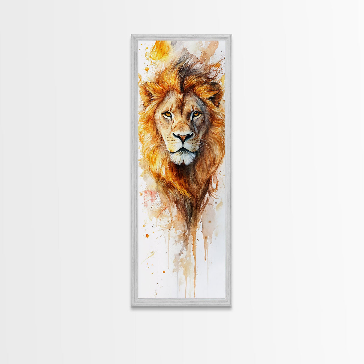 Majestic Lion Portrait Framed Canvas Print Featuring Bold African Art Style, Perfect for Rustic or Wildlife-Inspired Interiors