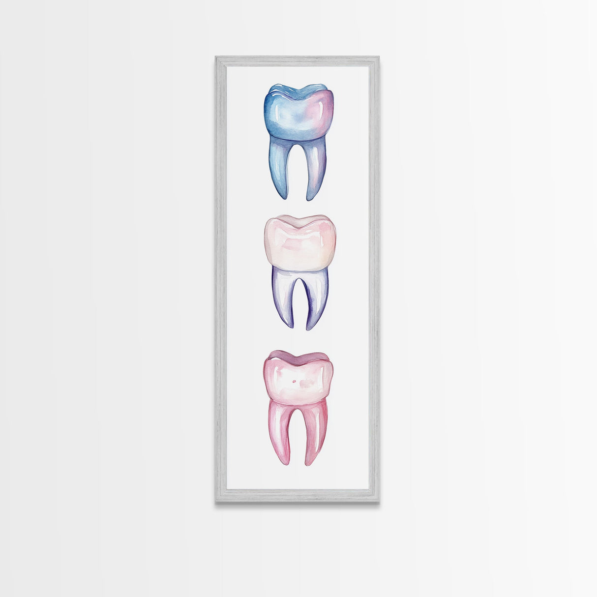 Whimsical Rainbow Teeth Canvas Print, Dentist Office Vertical Wall Art, Vibrant Dental Art Print for Gift Ideas