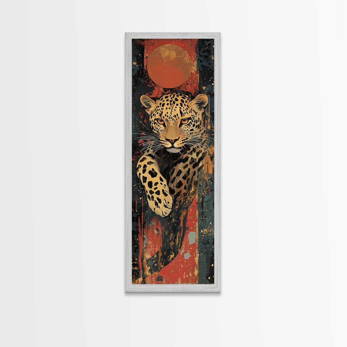 Striking Leopard Canvas Print with Abstract Background, Bold Wild Cat Wall Art, Ideal for Rustic Decor and Living Room Accent