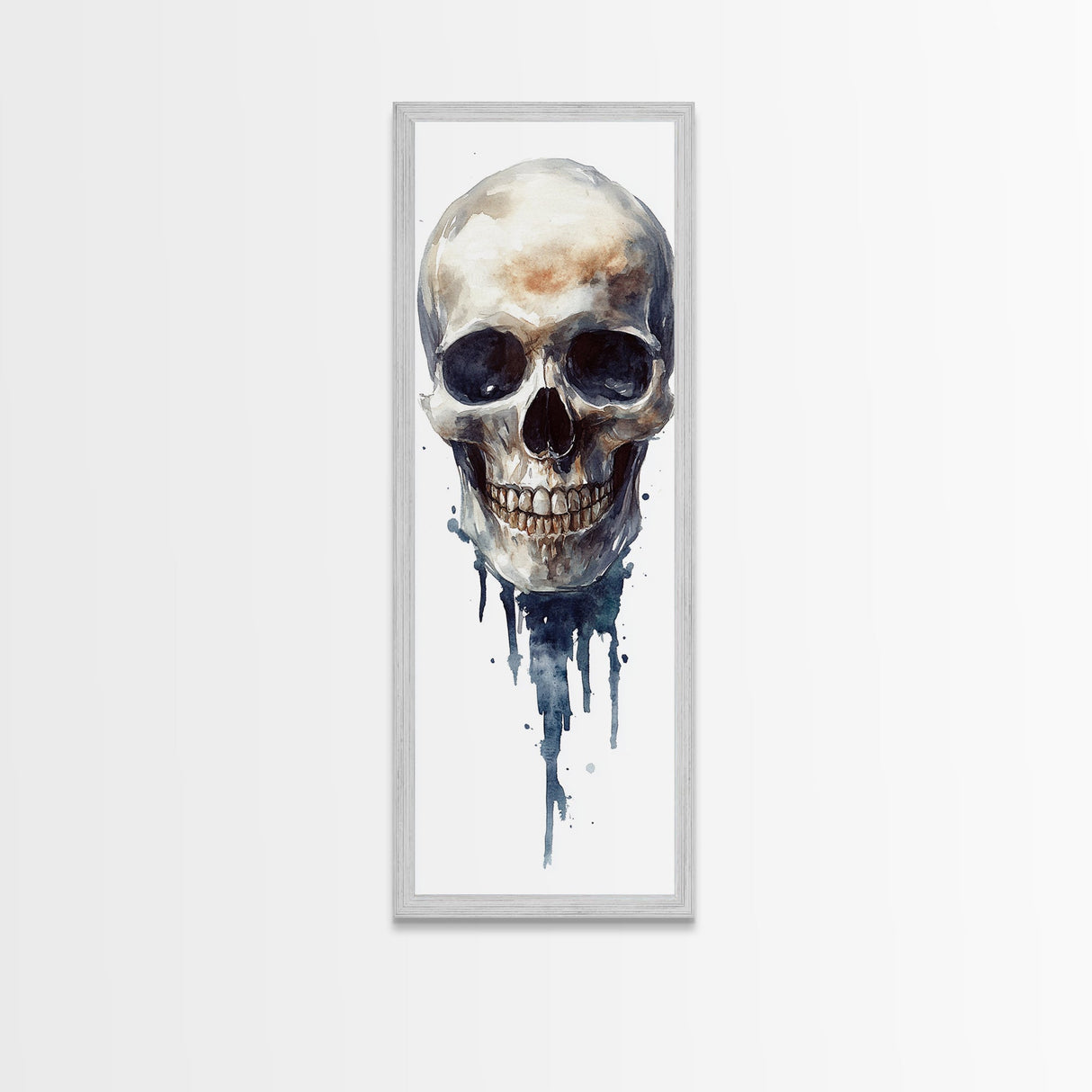 Framed Canvas Print Skull Art for Gothic Decor, Moody Halloween Wall Art, Original Skull Artwork, Living Room Art, Gift Idea for Him