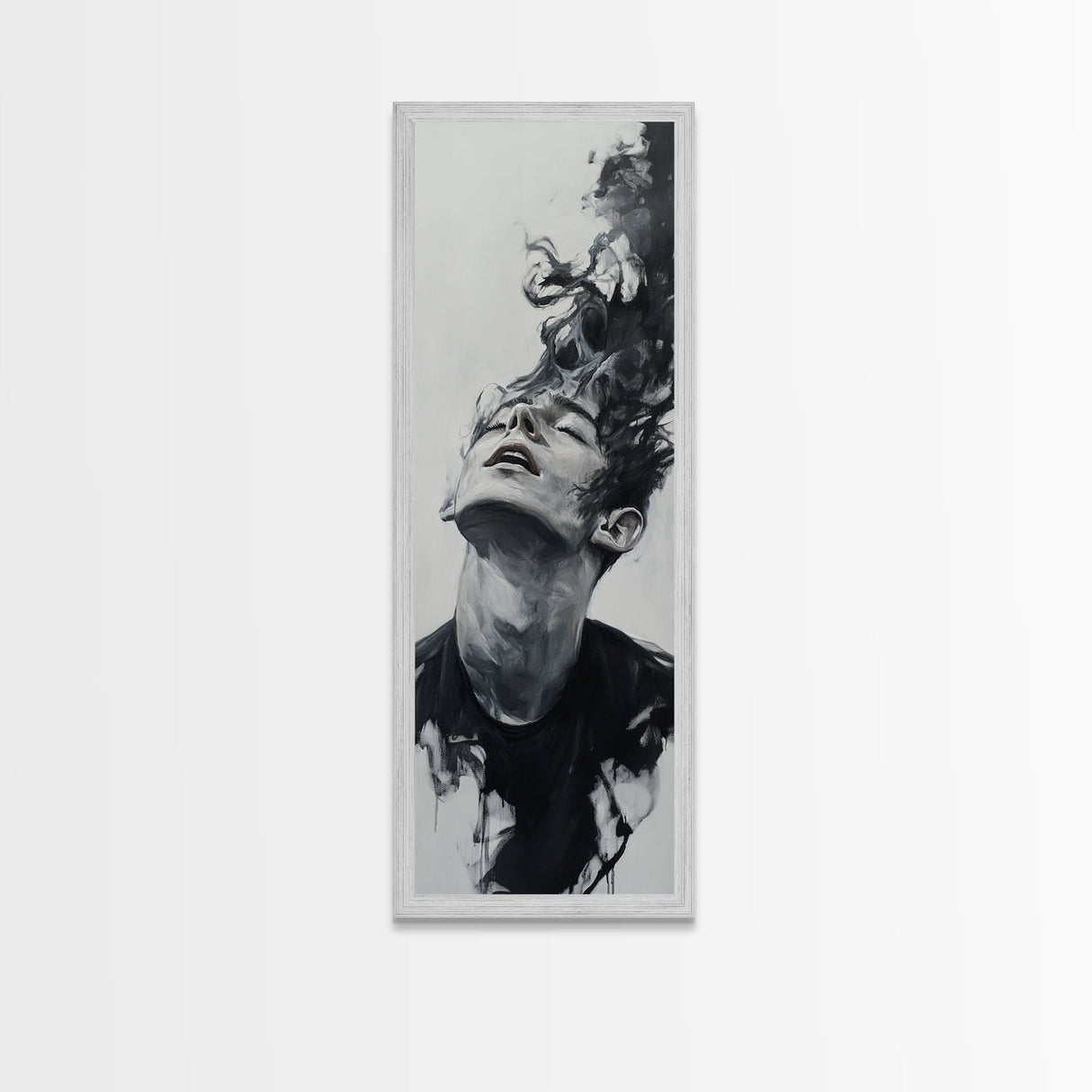 Dark Smoke Wall Art Framed Canvas Print Gothic Fantasy Decor Moody Painting Vertical Art Gift Idea Gothic Art Print