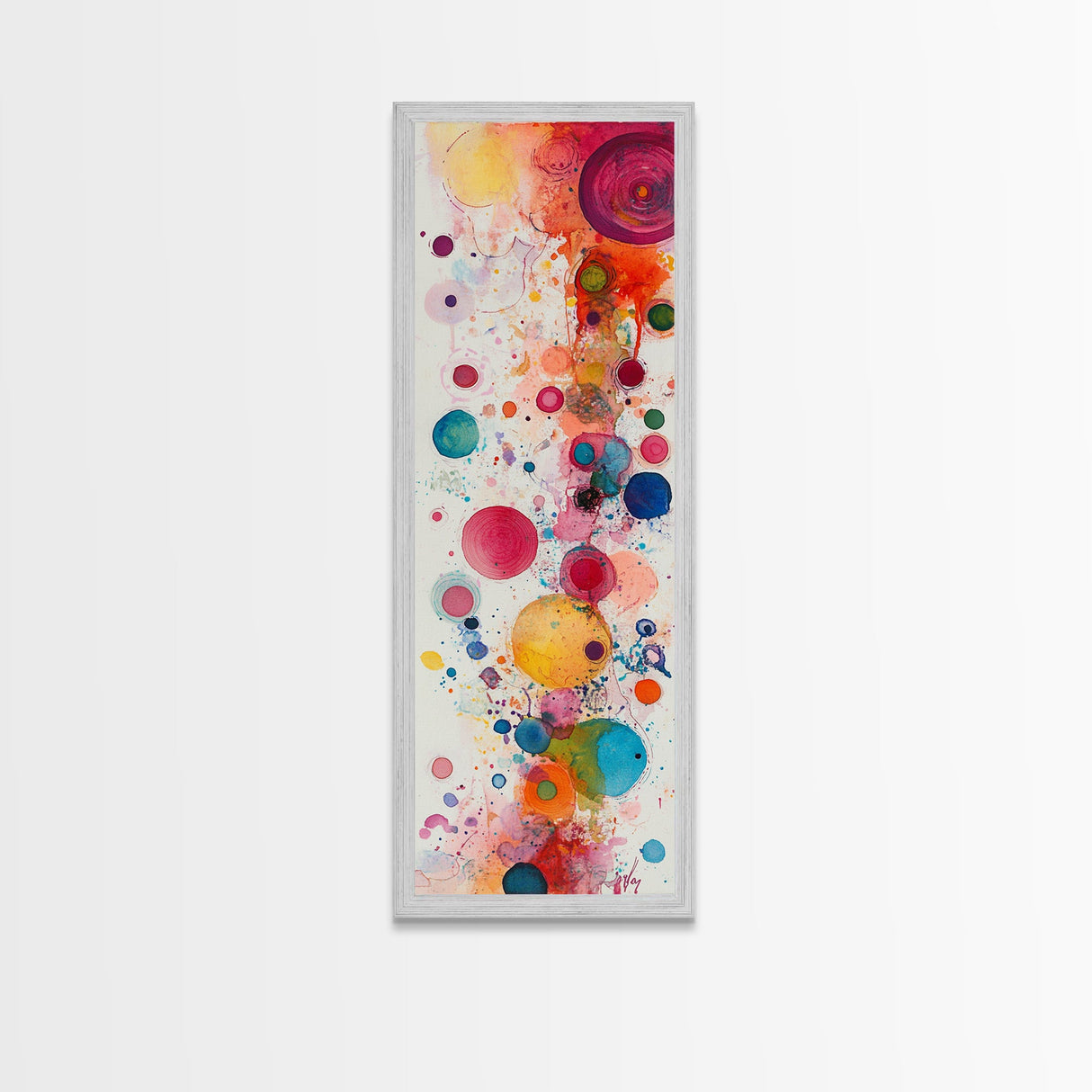 Colorful Abstract Dots Canvas Print Whimsical Art Modern Wall Decor Playful Vertical Art Gift Idea Light Pink Wall Art