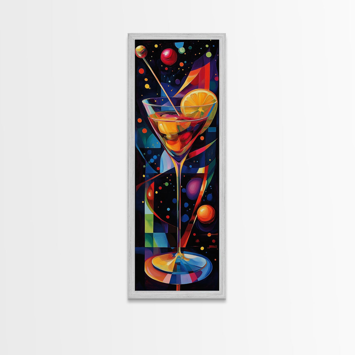 Vibrant Cocktail Glass Framed Canvas Print | Espresso Martini Wall Art | Whimsical Art | Living Room Art | Modern Decor | Kitchen Artwork