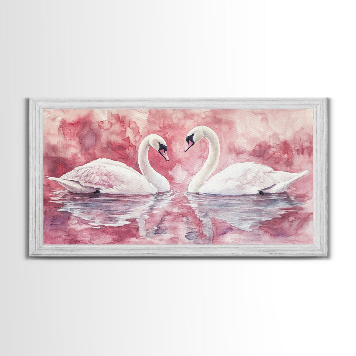 Elegant Swan Painting Framed Canvas Print Featuring Swan Painting and Moody Art Pink Wall Art Bedroom Wall Art Romantic Living Decor