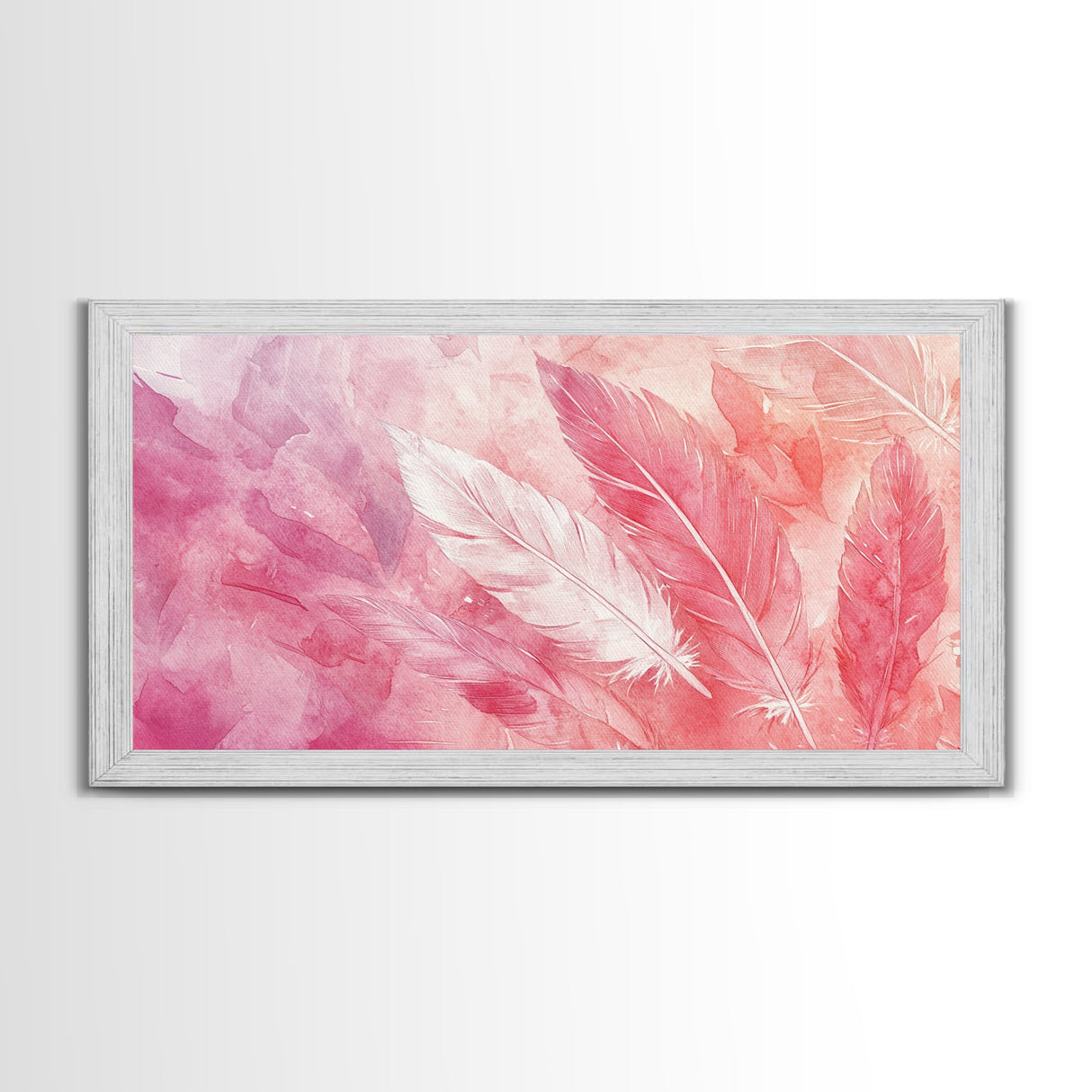 Light Feather Abstract Canvas Print, Pink and Peach Minimalist Art, Cozy Home Wall Decor, Soft Whimsical Style Living Room Artwork